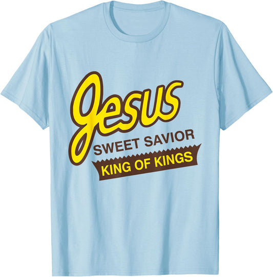 Jesus Sweet Savior King of Kings Christian Faith Design T-Shirt - T-Shirt | Light Blue