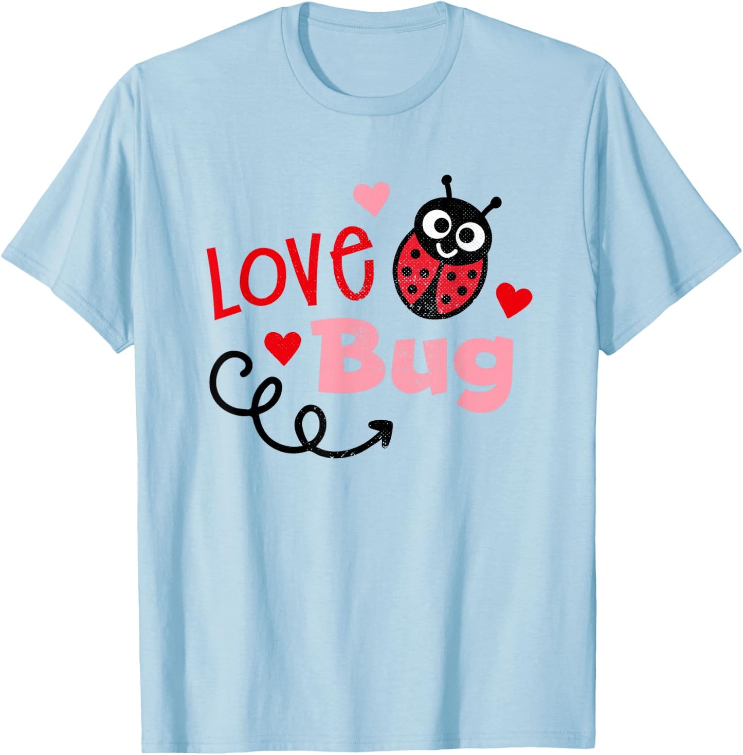 Love Bug Cute Lady Bug Vintage Kids Valentines T-Shirt - T-Shirt | Light Blue
