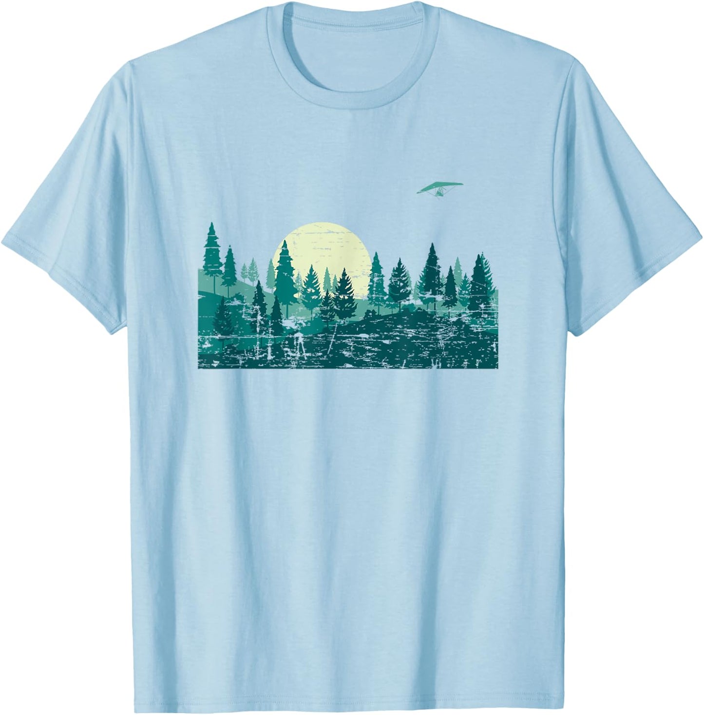 Full Moon Forest Trees Moonlight Outdoors Wildlife Nature T-Shirt - T-Shirt | Light Blue