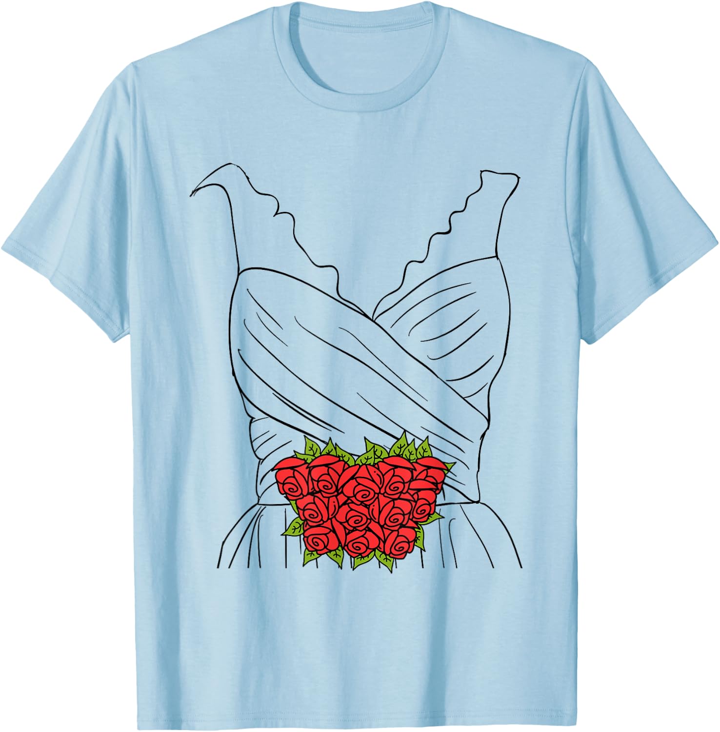 Wedding Dress Shirt, Simple Marriage Bridal Shower Costume T-Shirt - T-Shirt | Light Blue