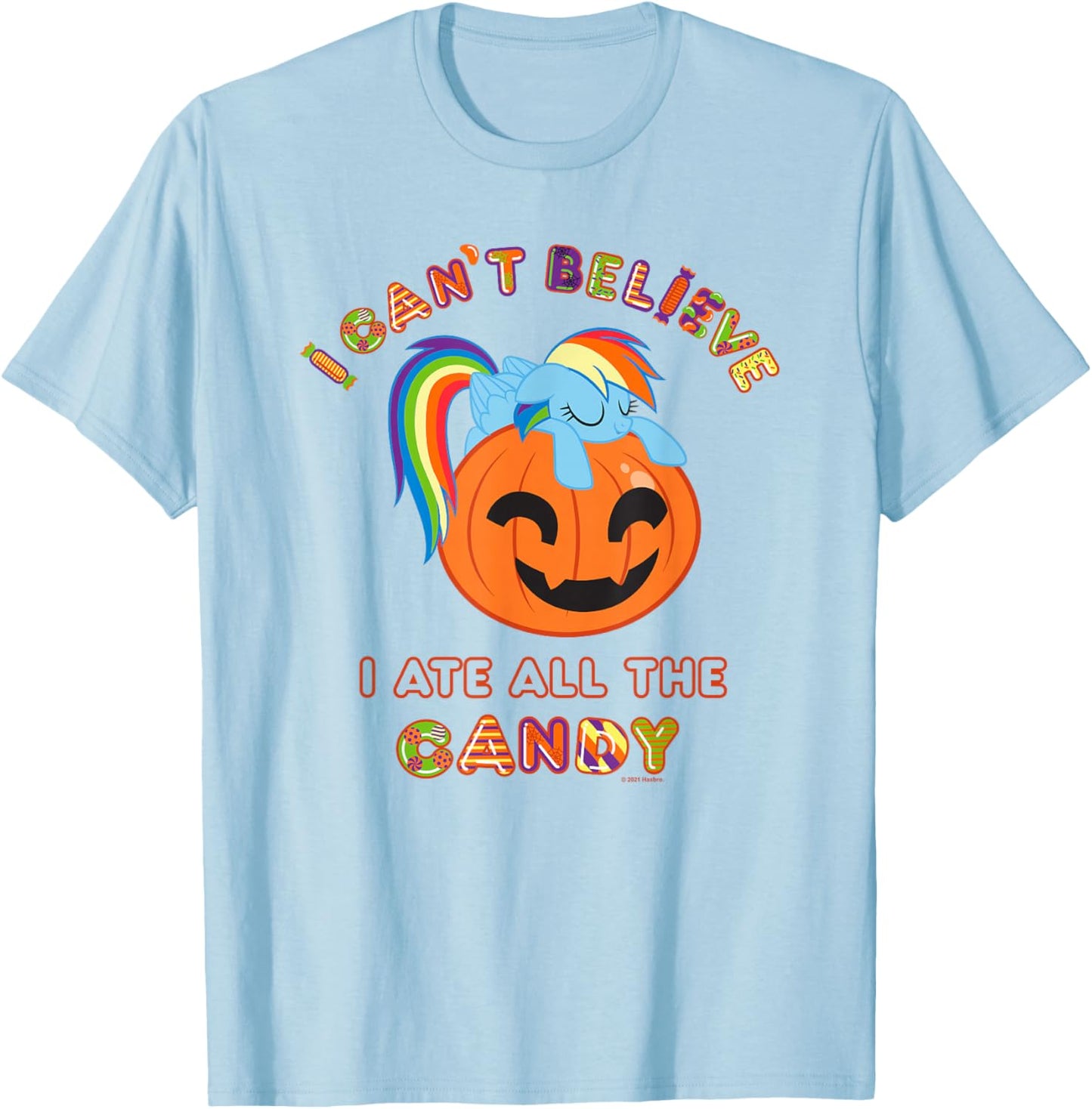 My Little Pony Halloween Rainbow Dash Ate All The Candy T-Shirt - T-Shirt | Light Blue