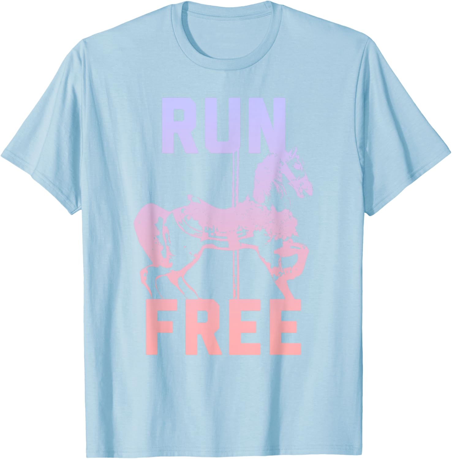 Trendy Run Free Carousel Horse T-Shirt - T-Shirt | Light Blue