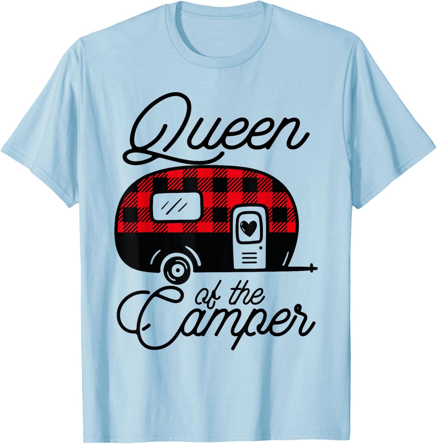 Queen of the Camper Buffalo Women Camper Camping Traveler T-Shirt - T-Shirt | Light Blue