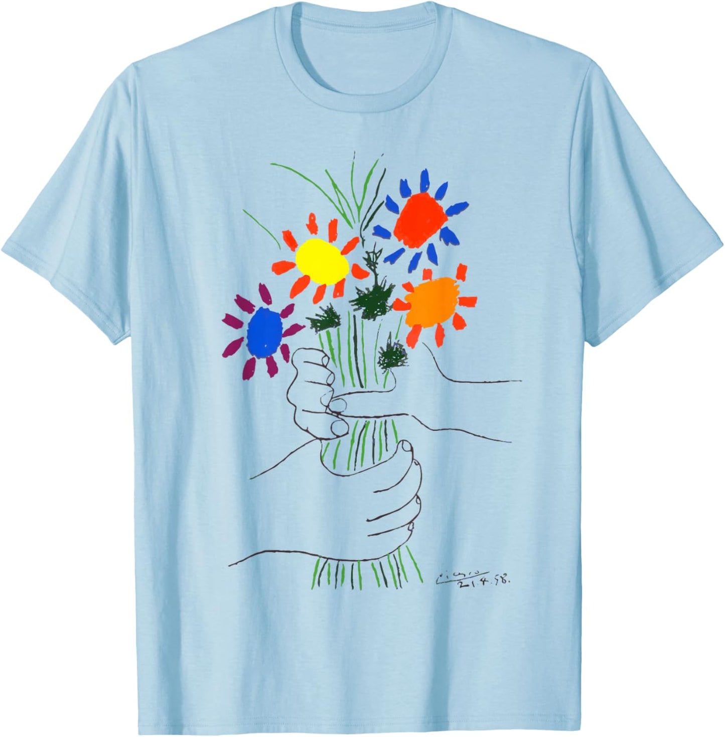 Flowers Bouquet Artwork T-Shirt - T-Shirt | Light Blue