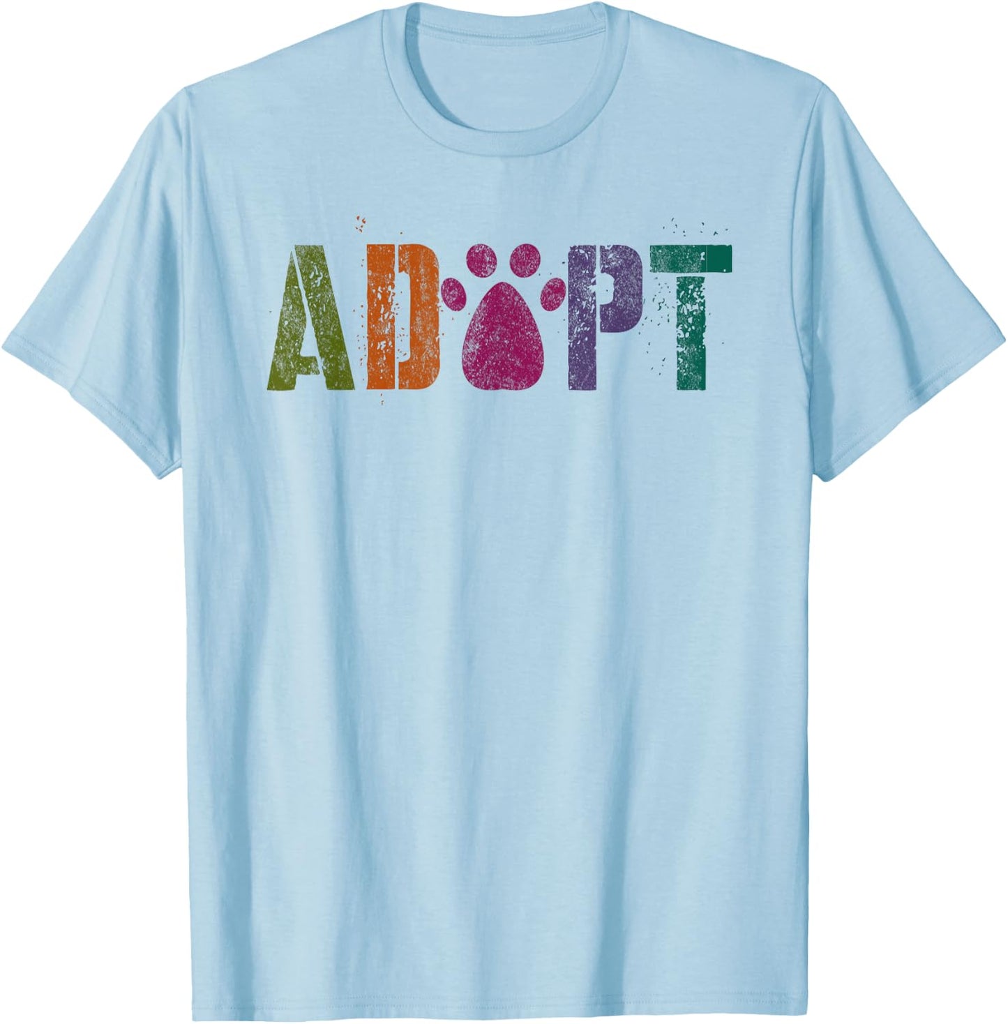 Vintage ADOPT Rescue Squad Animal Cats Dogs Adoption Dept T-Shirt - T-Shirt | Light Blue