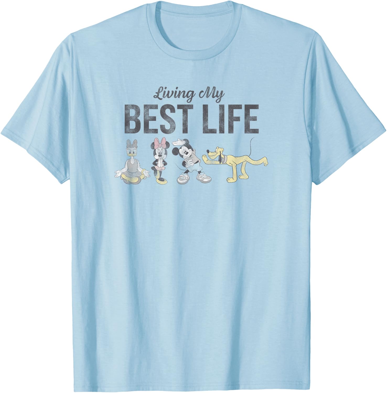 Disney Mickey Classic Best Life Group Yoga Poster T-Shirt - T-Shirt | Light Blue