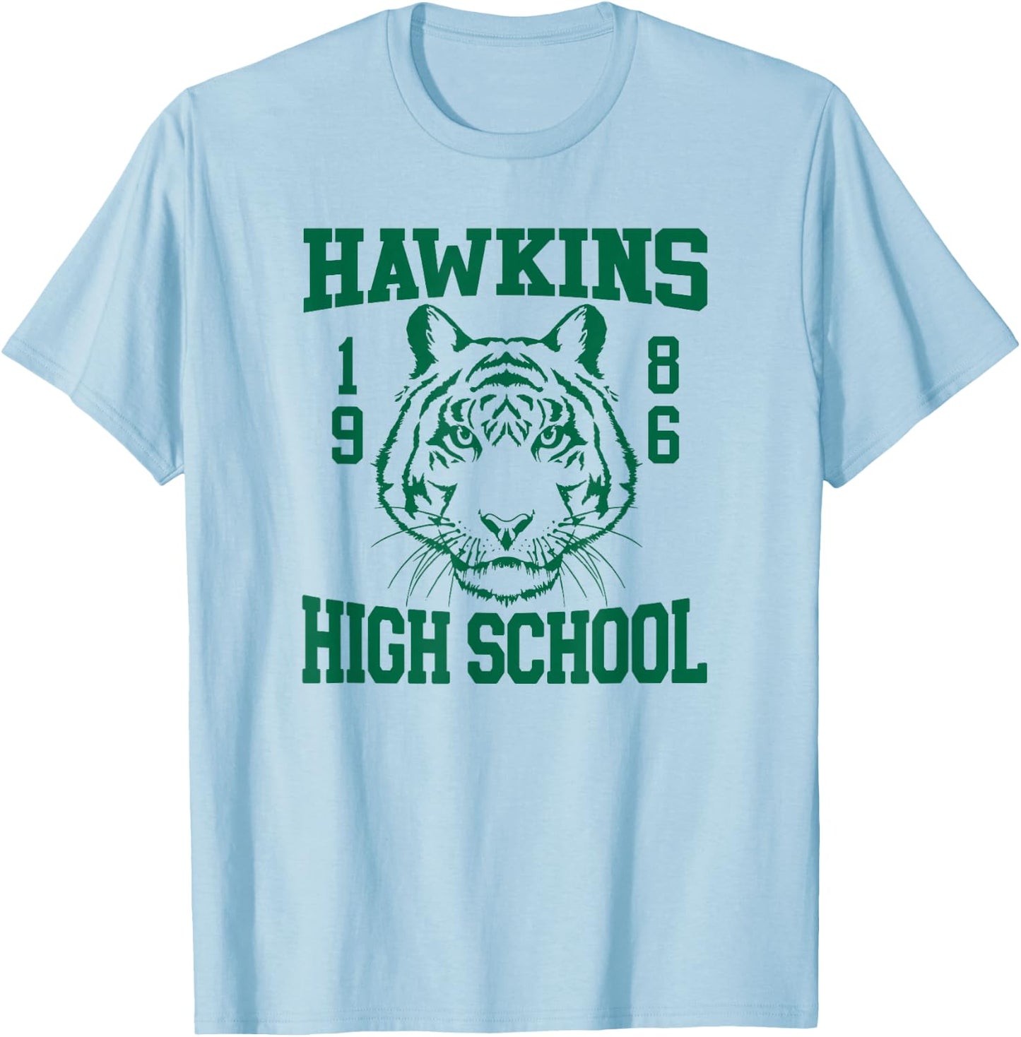 Stranger Things 4 Hawkins High School Green Logo T-Shirt - T-Shirt | Light Blue