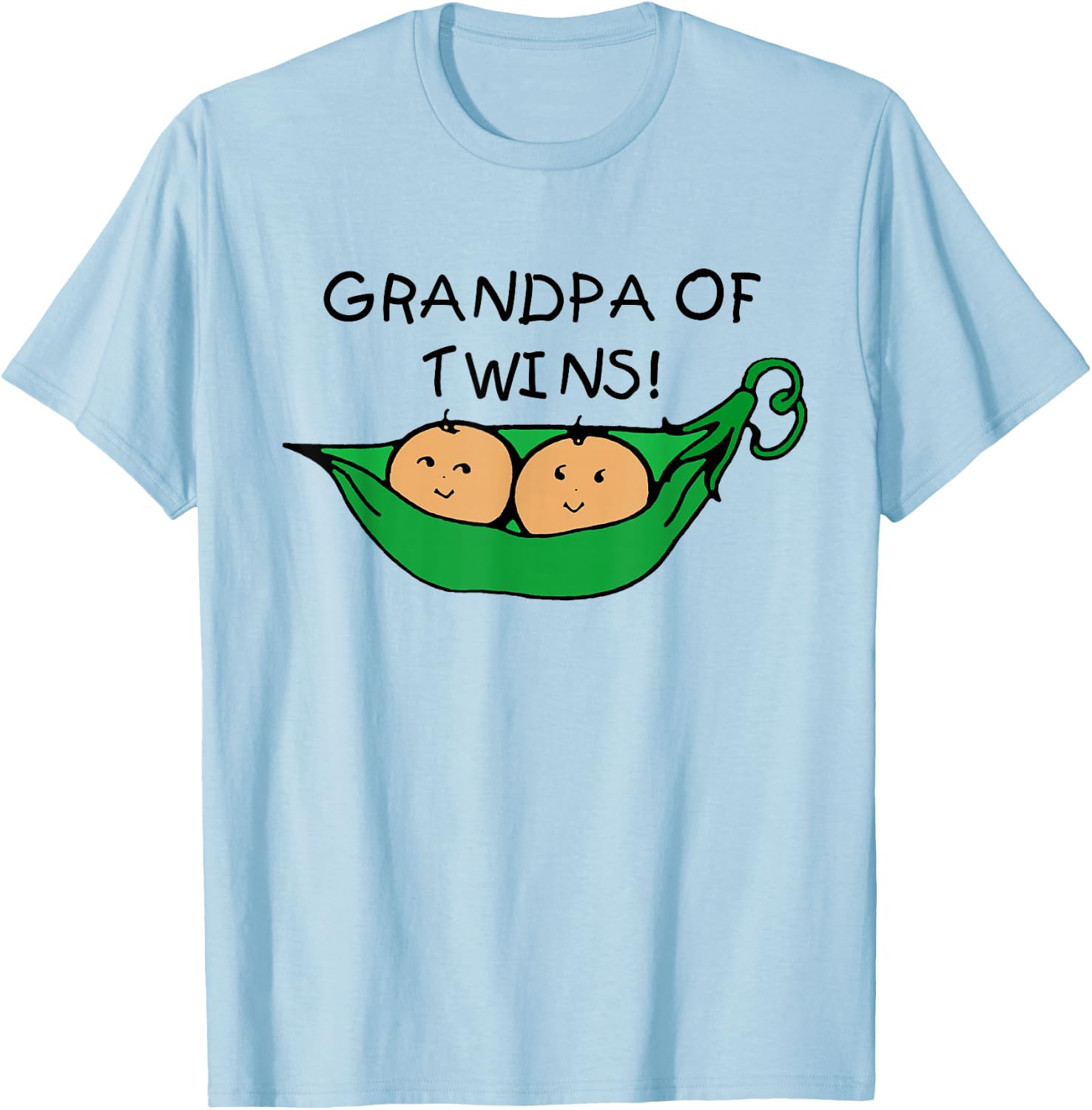 Two Peas in a Pod Grandpa of Twins T-Shirt - T-Shirt | Light Blue
