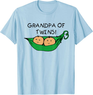 Two Peas in a Pod Grandpa of Twins T-Shirt - T-Shirt | Light Blue