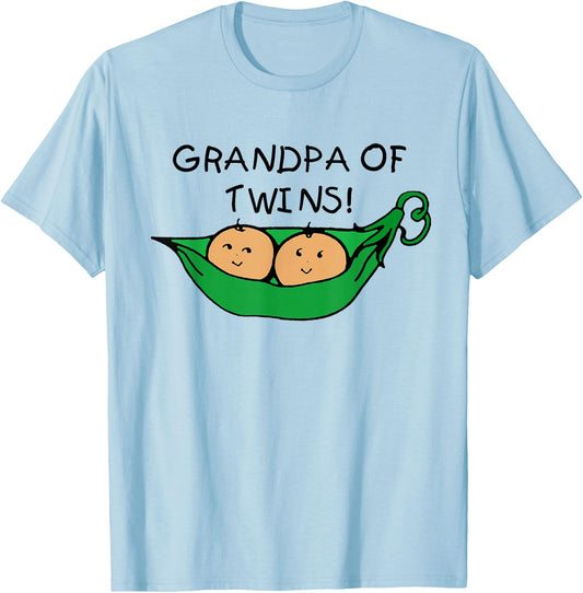 Two Peas in a Pod Grandpa of Twins T-Shirt - T-Shirt | Light Blue