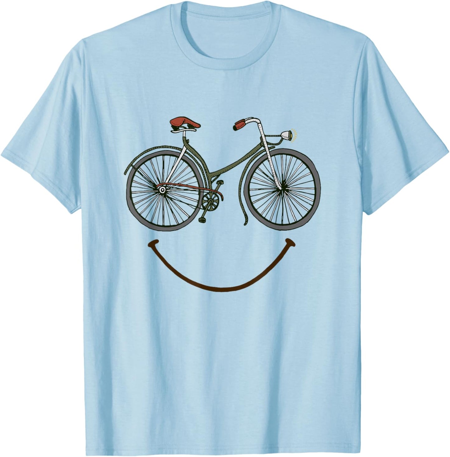Funny Bicycle Smile Bike Smiling Face Cycling T-Shirt - T-Shirt | Light Blue