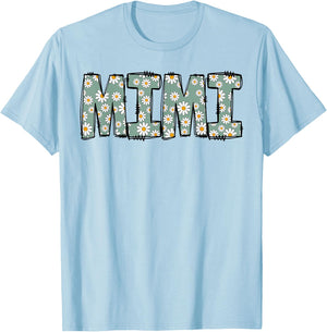 Retro Mimi Colorful Flowers Groovy Daisy Flower T-Shirt - T-Shirt | Light Blue