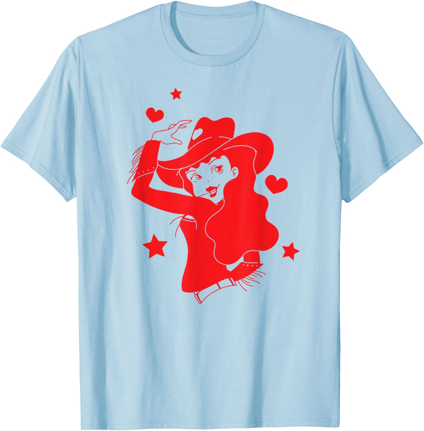 50s 60s 70s Vintage Pin Up Cowgirl | Cowboy Western Texas T-Shirt - T-Shirt | Light Blue