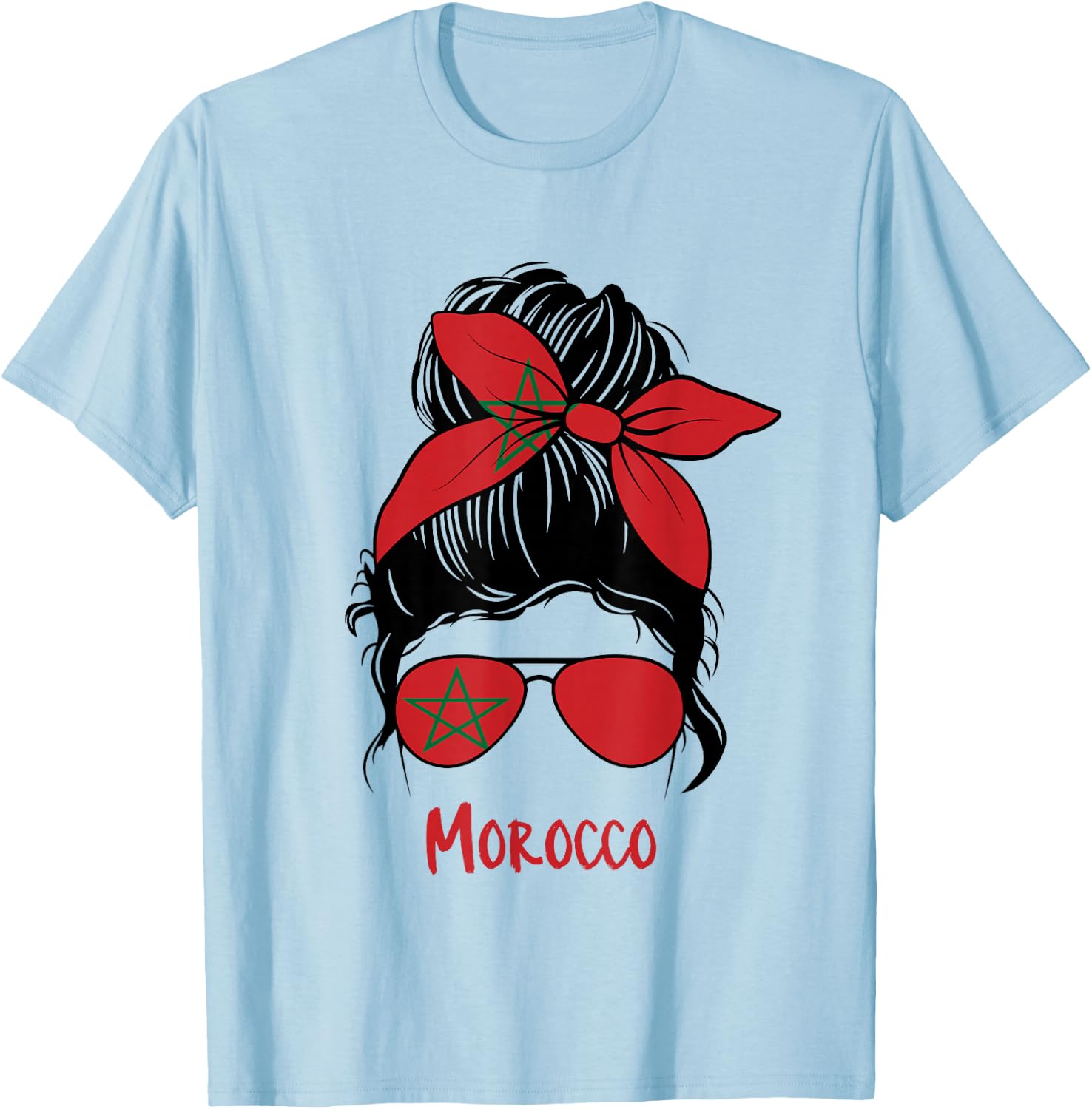 Morocco Girl Moroccan Girl Morocco Woman Flag T-Shirt - T-Shirt | Light Blue