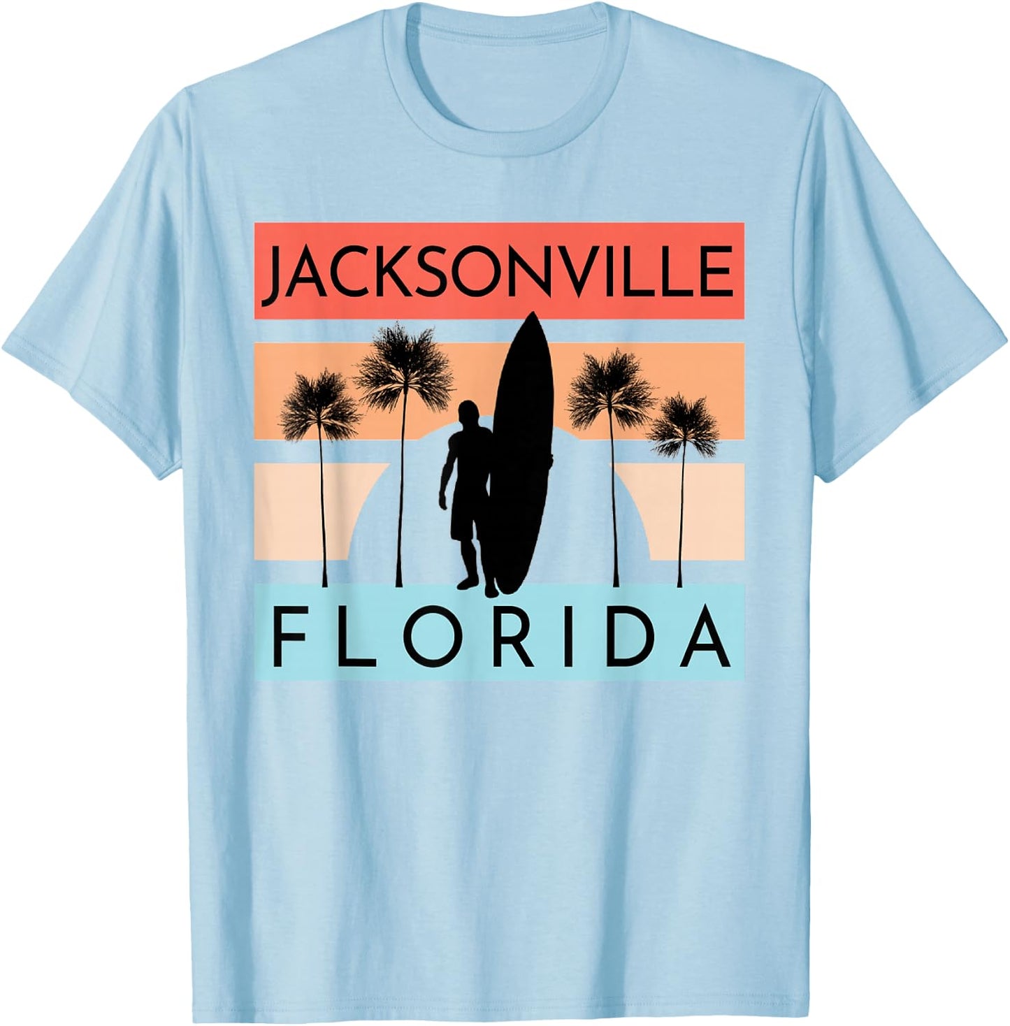Jacksonville Florida Beach Surfing Summer Vacation T-Shirt - T-Shirt | Light Blue
