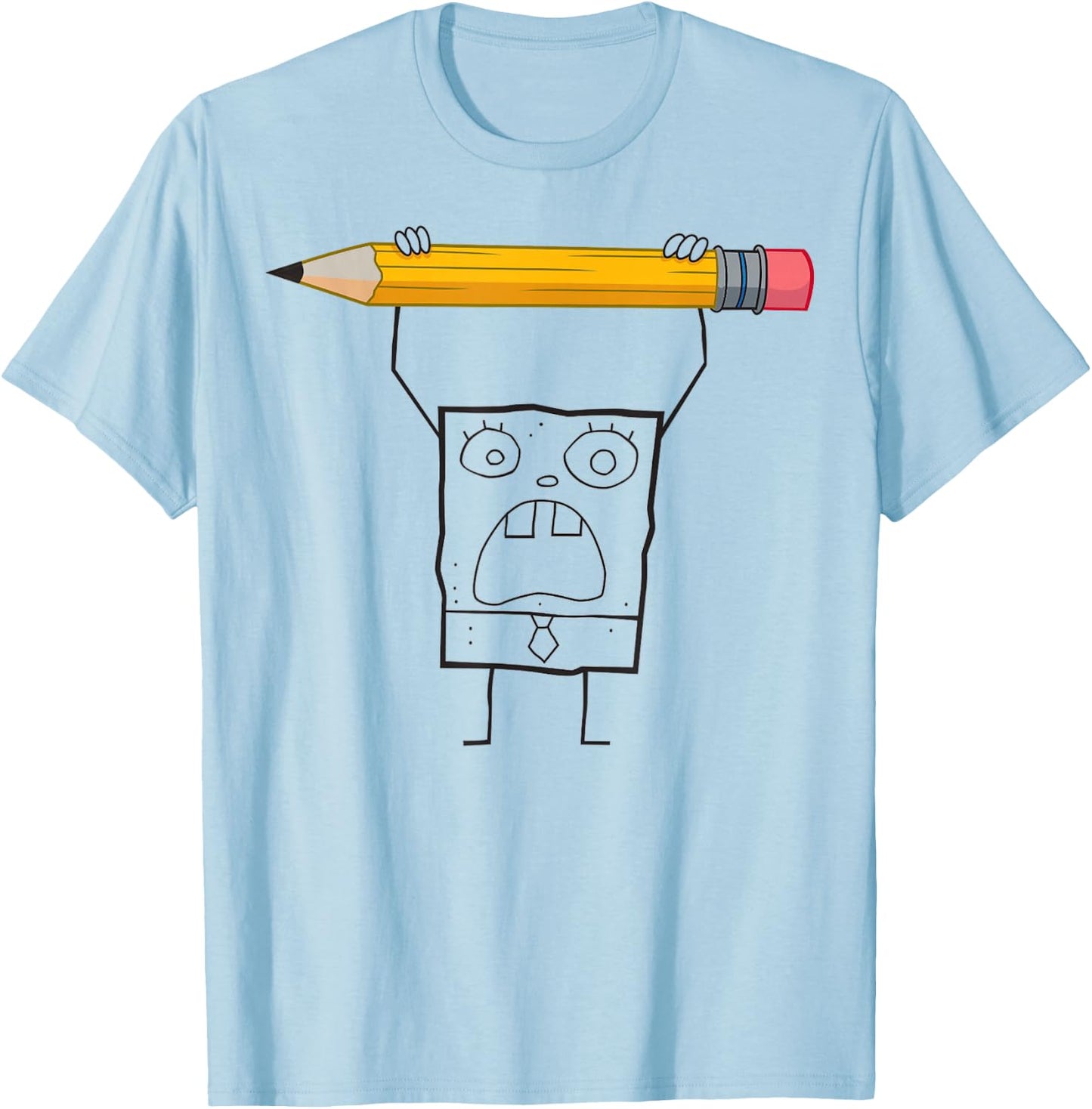 Spongebob Squarepants DoodleBob Pencil Yell Simple T-Shirt - T-Shirt | Light Blue