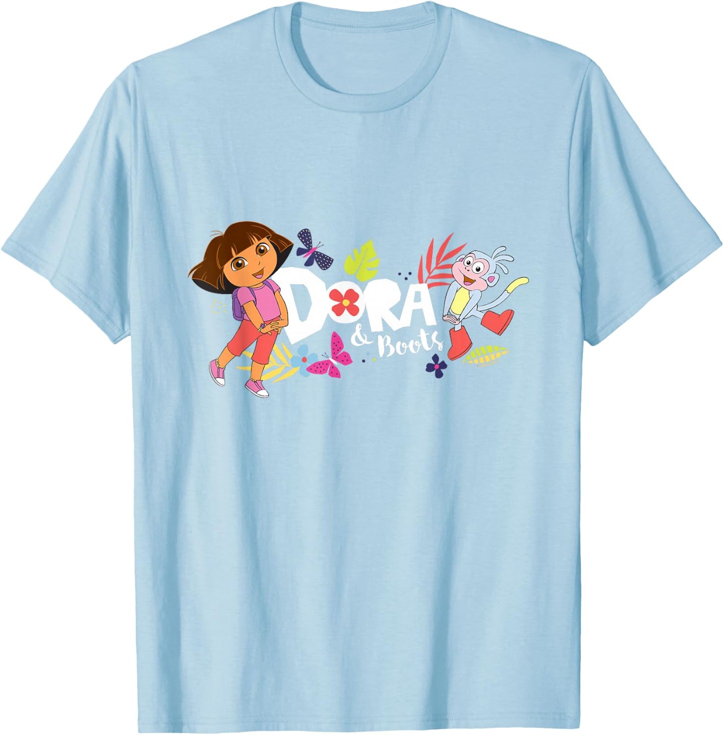 Dora the Explorer with Boots and Butterflies T-Shirt - T-Shirt | Light Blue