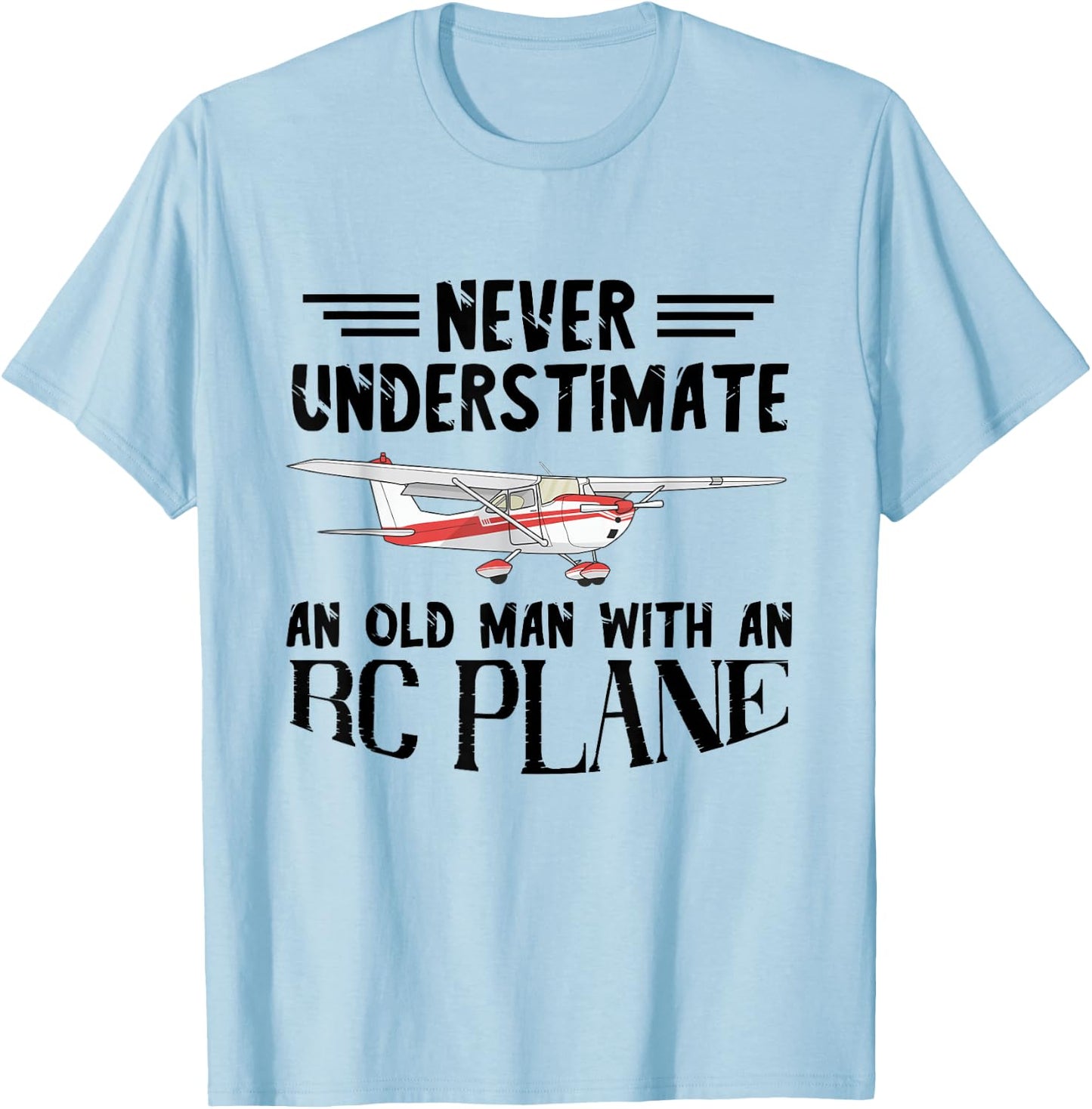 RC Aeroplane Old Man with Many RC Planes Remote Controlled Pilot T-Shirt - T-Shirt | Light Blue