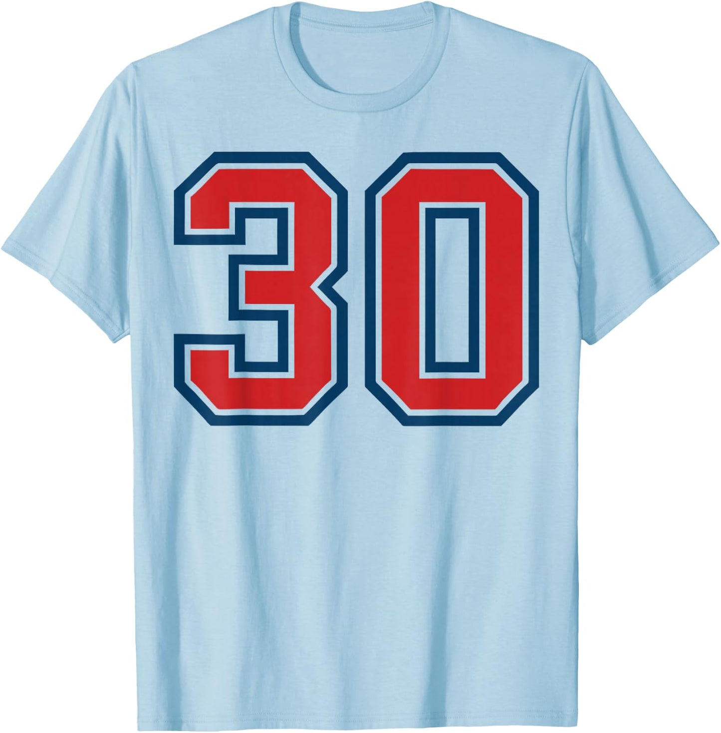 Red and Blue Sports Number 30 Jersey Uniform Player Fan T-Shirt - T-Shirt | Light Blue