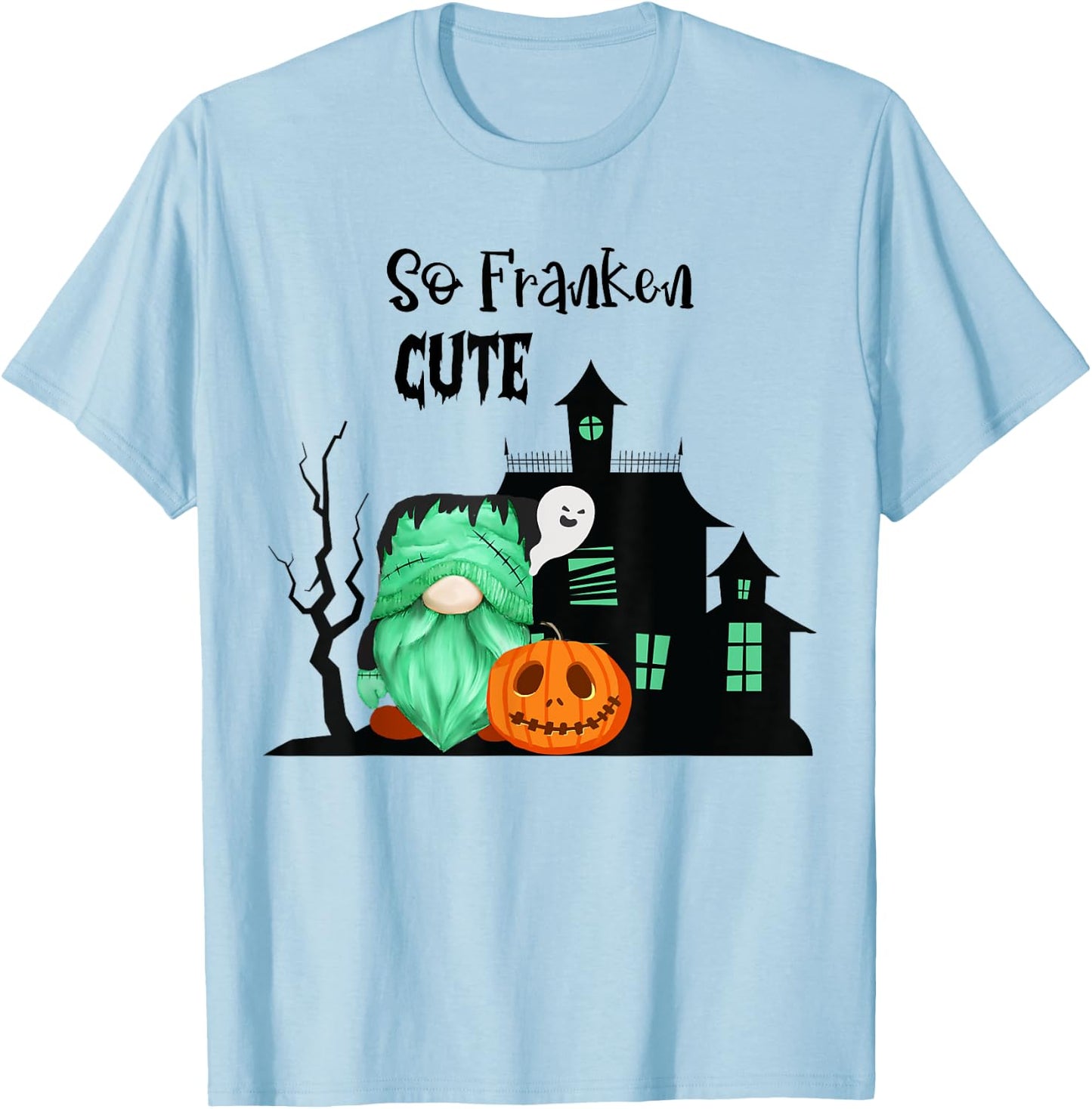 Cute Frankenstein Gnome So Franken Cute Halloween Gnome T-Shirt - T-Shirt | Light Blue