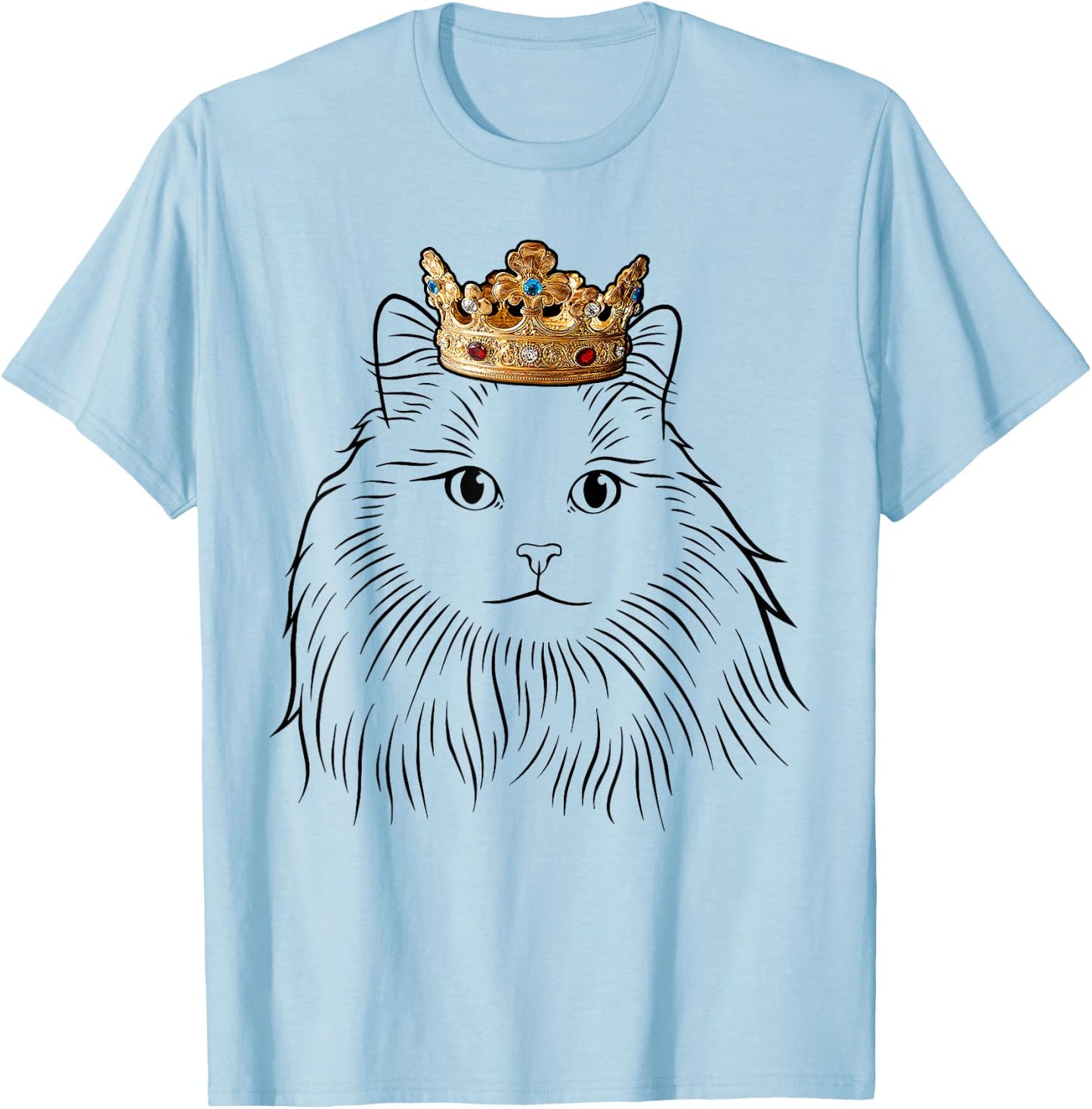 Siberian Cat Wearing Crown Women Kids T-Shirt - T-Shirt | Light Blue
