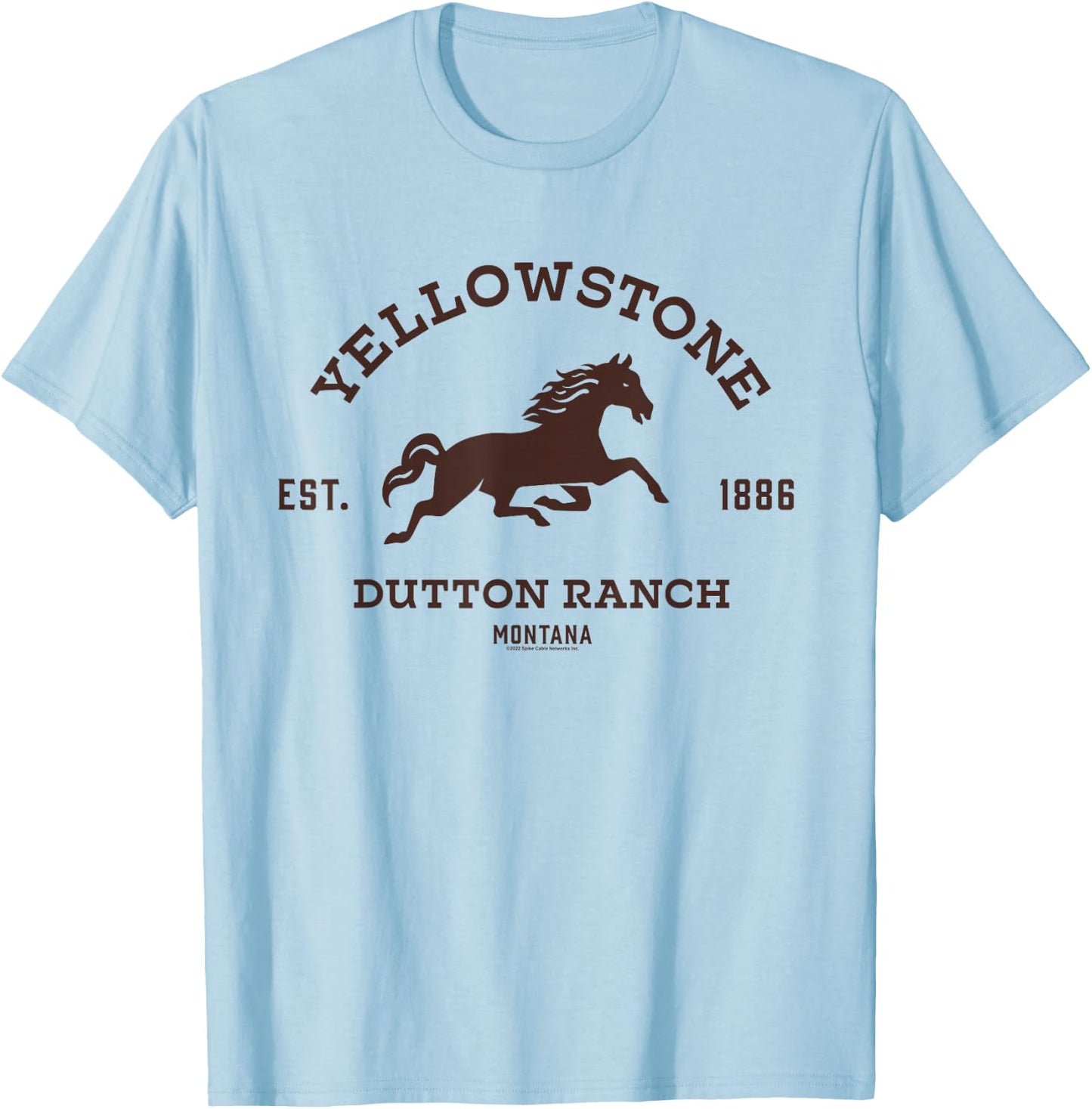 Yellowstone Dutton Ranch with Horse T-Shirt - T-Shirt | Light Blue