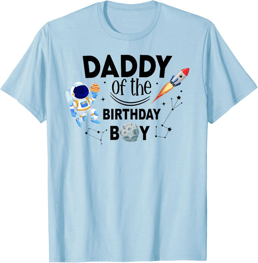 Daddy of The Birthday Boy Space Astronaut Birthday Family T-Shirt - T-Shirt | Light Blue
