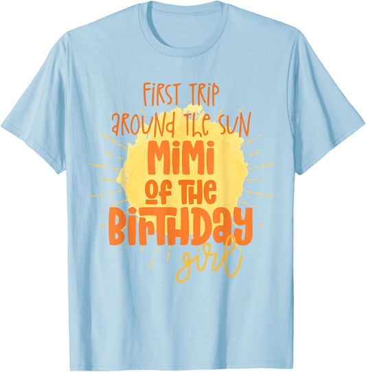 Mimi Birthday Girl First Trip Around the Sun Galaxy Party T-Shirt - T-Shirt | Light Blue