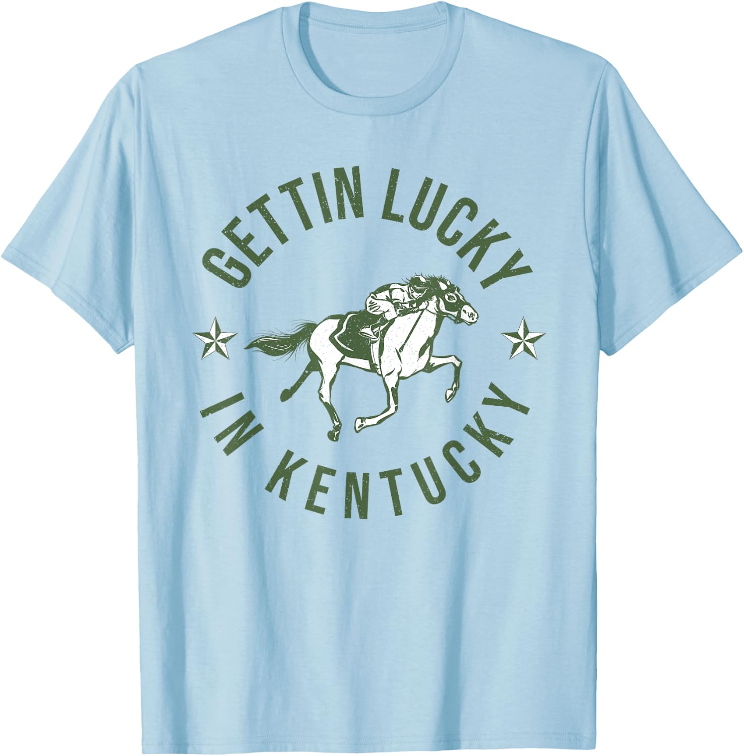 Funny Derby Vintage Getting Lucky In Kentucky Horse Racing T-Shirt - T-Shirt | Light Blue