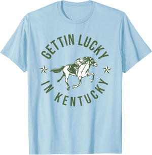 Funny Derby Vintage Getting Lucky In Kentucky Horse Racing T-Shirt - T-Shirt | Light Blue