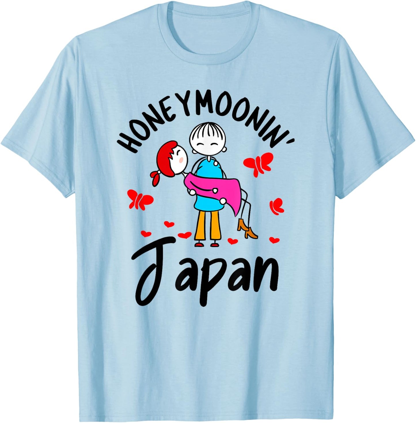 Honeymoonin' Shirt Honeymoon Couples Bride Groom Japan Asia T-Shirt - T-Shirt | Light Blue