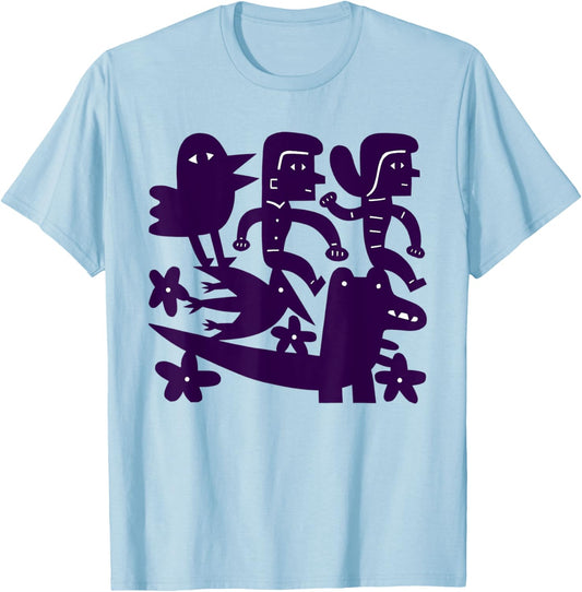The Big Adventure paper cutting by Jad Fair T-Shirt - T-Shirt | Light Blue