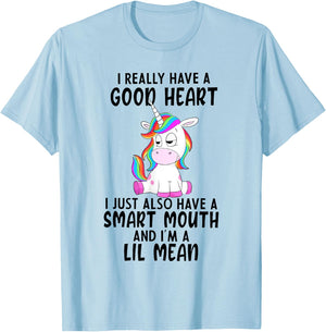 Unicorn I Really Have A Good Heart Lil Mean T-Shirt - T-Shirt | Light Blue