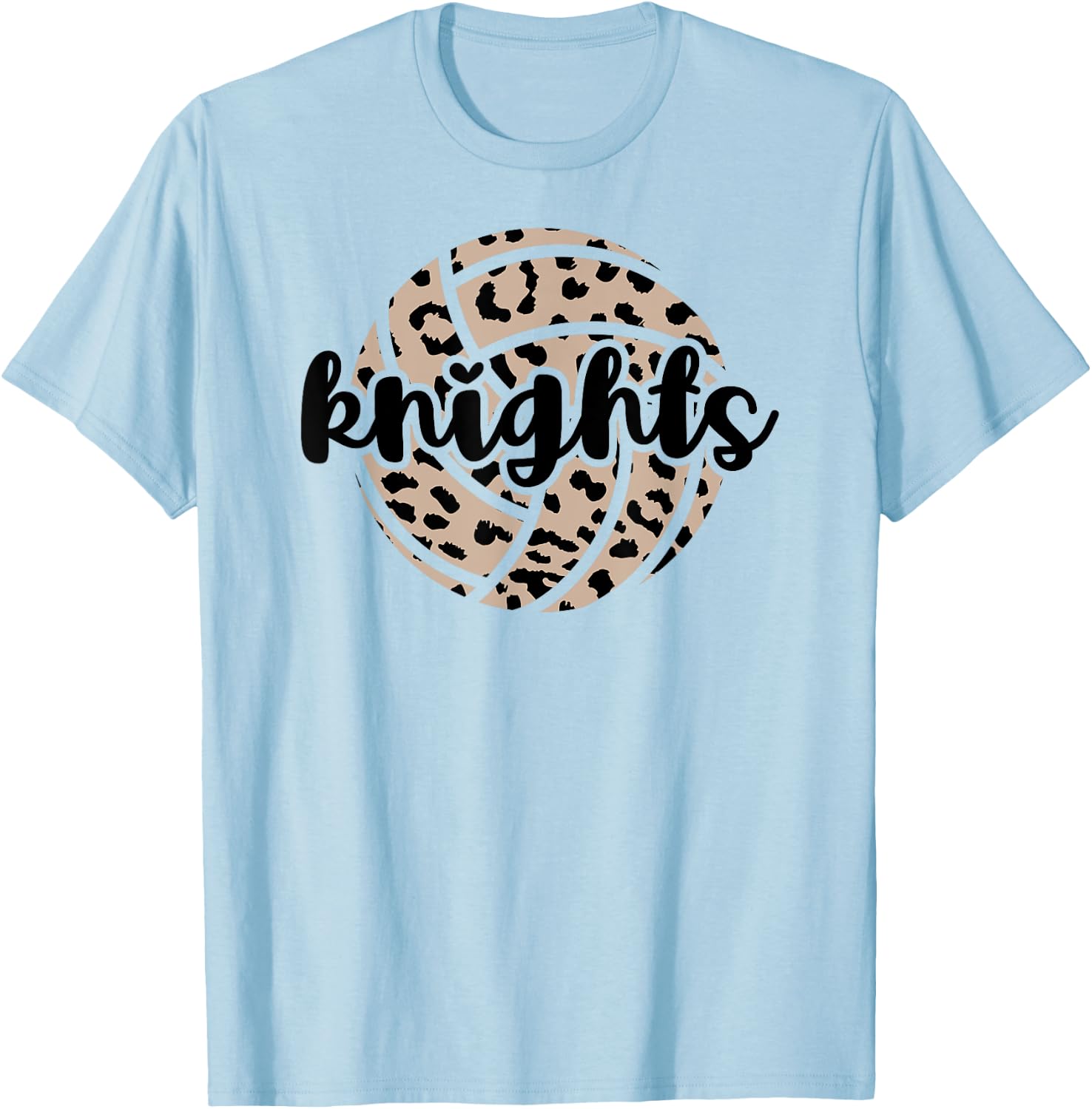 Knights Volleyball Team Cheetah Mascot School Spirit Game T-Shirt - T-Shirt | Light Blue