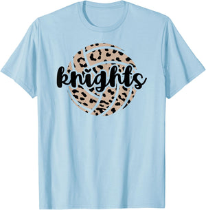 Knights Volleyball Team Cheetah Mascot School Spirit Game T-Shirt - T-Shirt | Light Blue