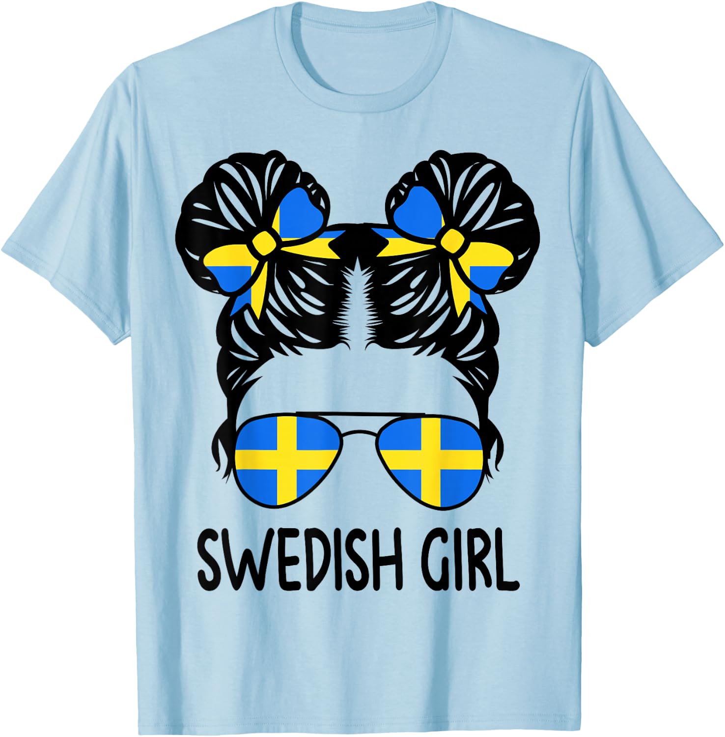 Swedish Girl Messy Hair Sweden Pride Patriotic Kids T-Shirt - T-Shirt | Light Blue