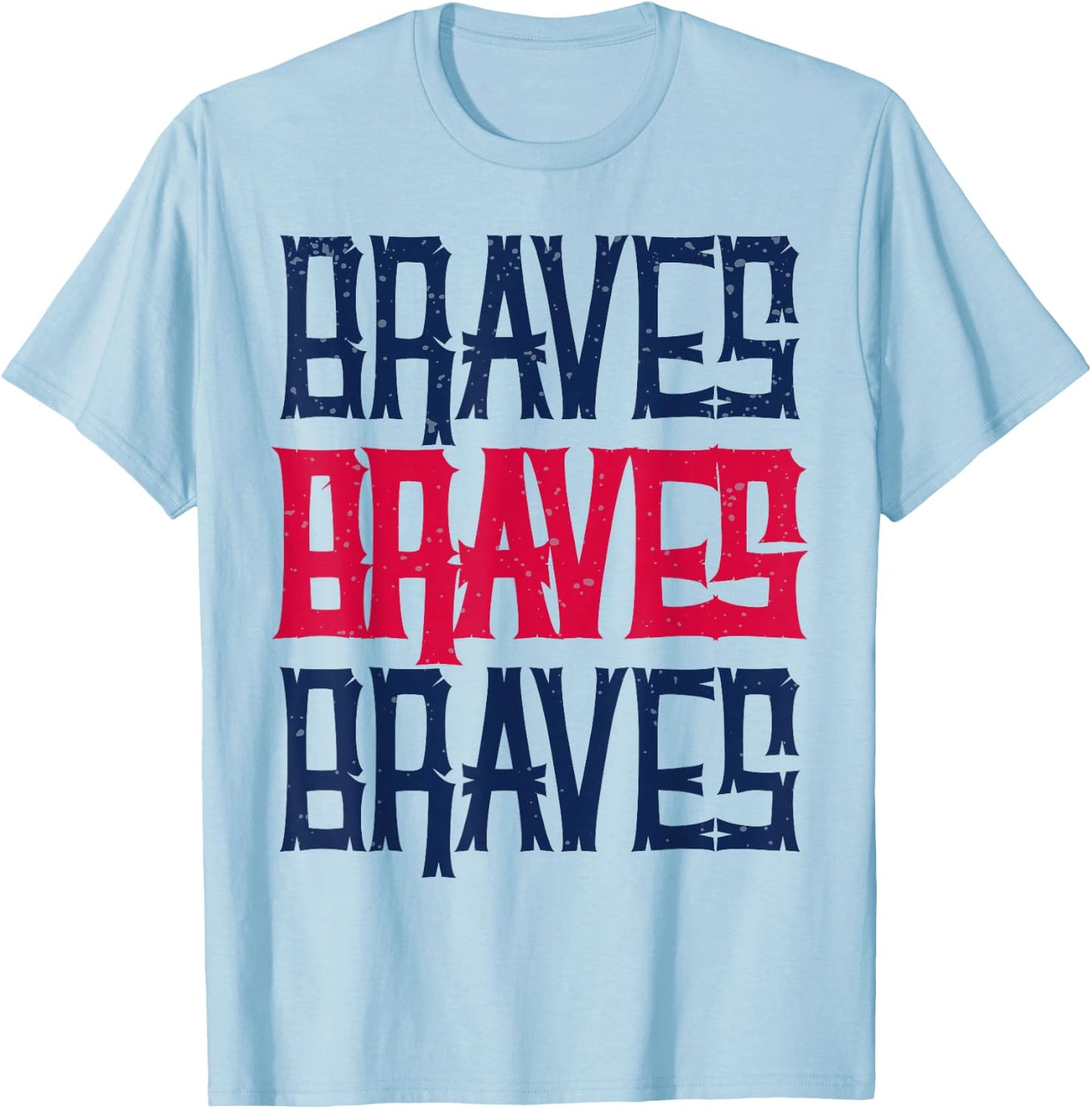 Vintage Braves Retro Three Stripe Weathered Shirt T-Shirt - T-Shirt | Light Blue