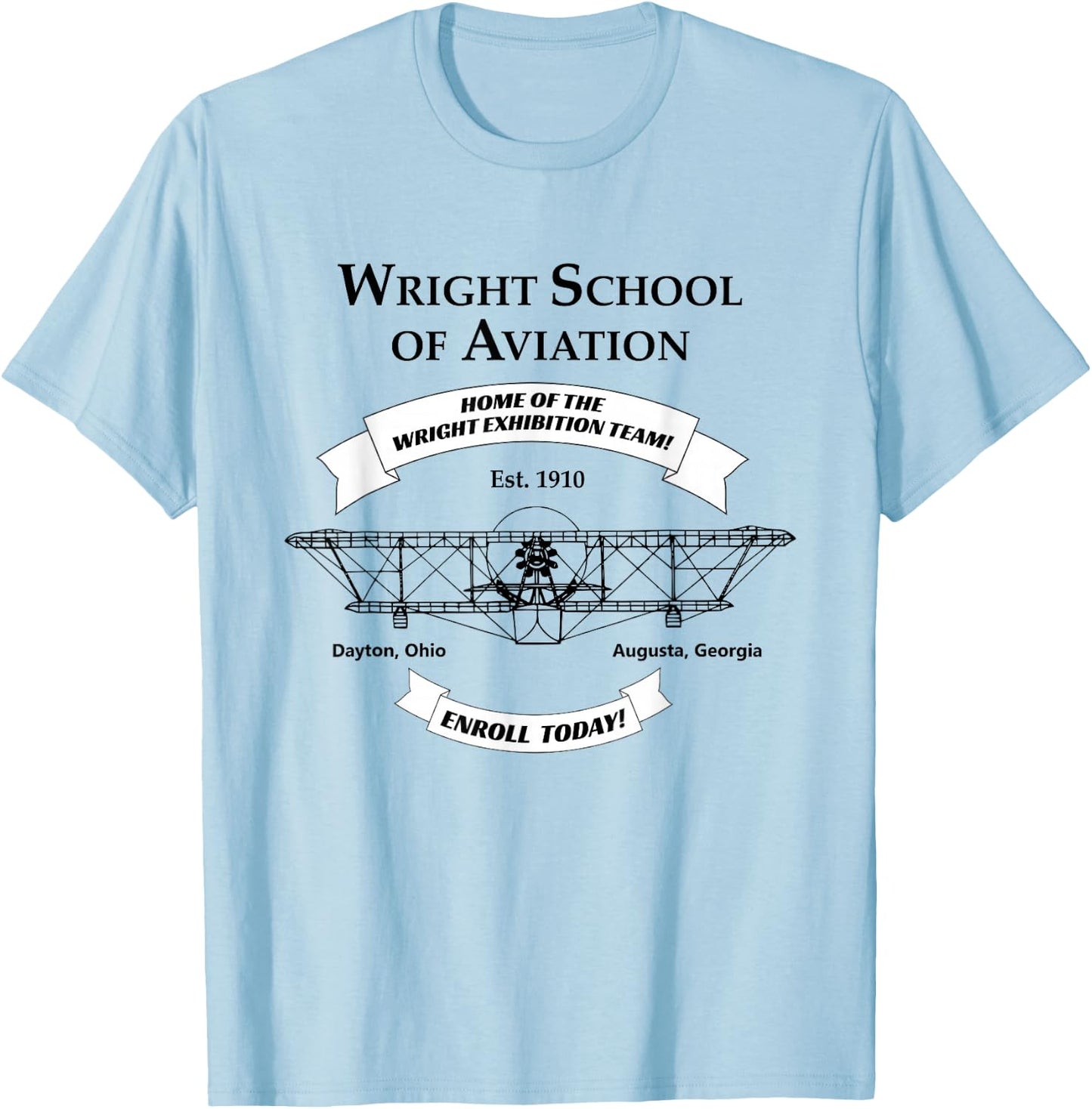 Wright Brothers Bros. First Airplane Aviation Pilot T-Shirt - T-Shirt | Light Blue