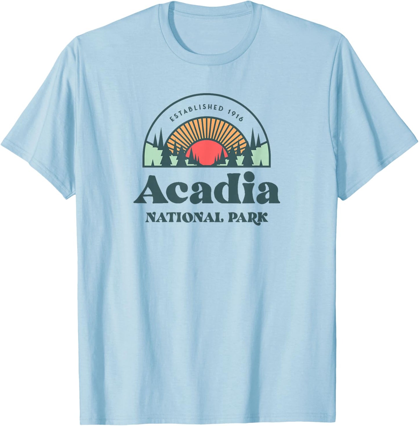 Family Vacation Shirt - Retro Acadia National Park T-Shirt - T-Shirt | Light Blue