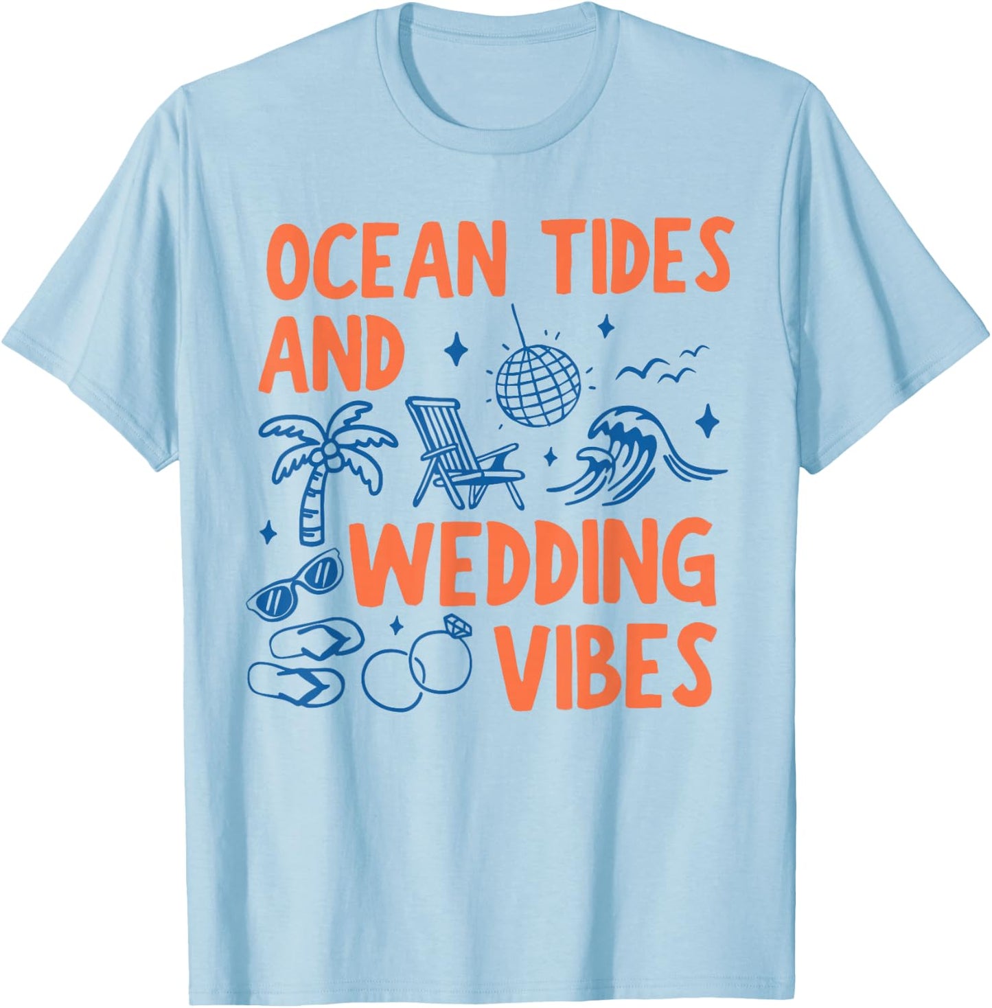 Ocean and Wedding Vibes Vintage Bachelorette Summer Beach T-Shirt - T-Shirt | Light Blue