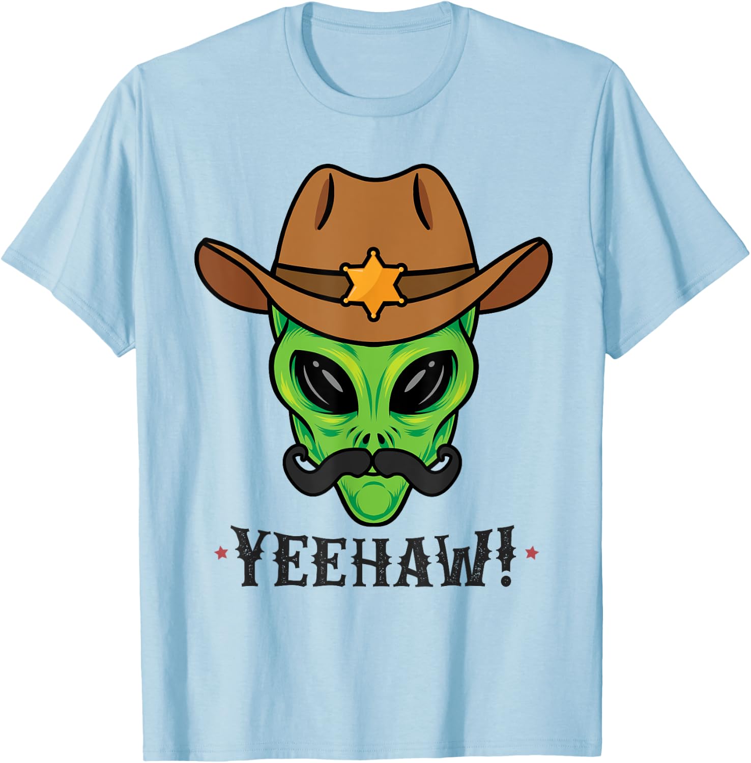 Space Yeehaw Alien Cowboy Halloween Alien Western T-Shirt - T-Shirt | Light Blue