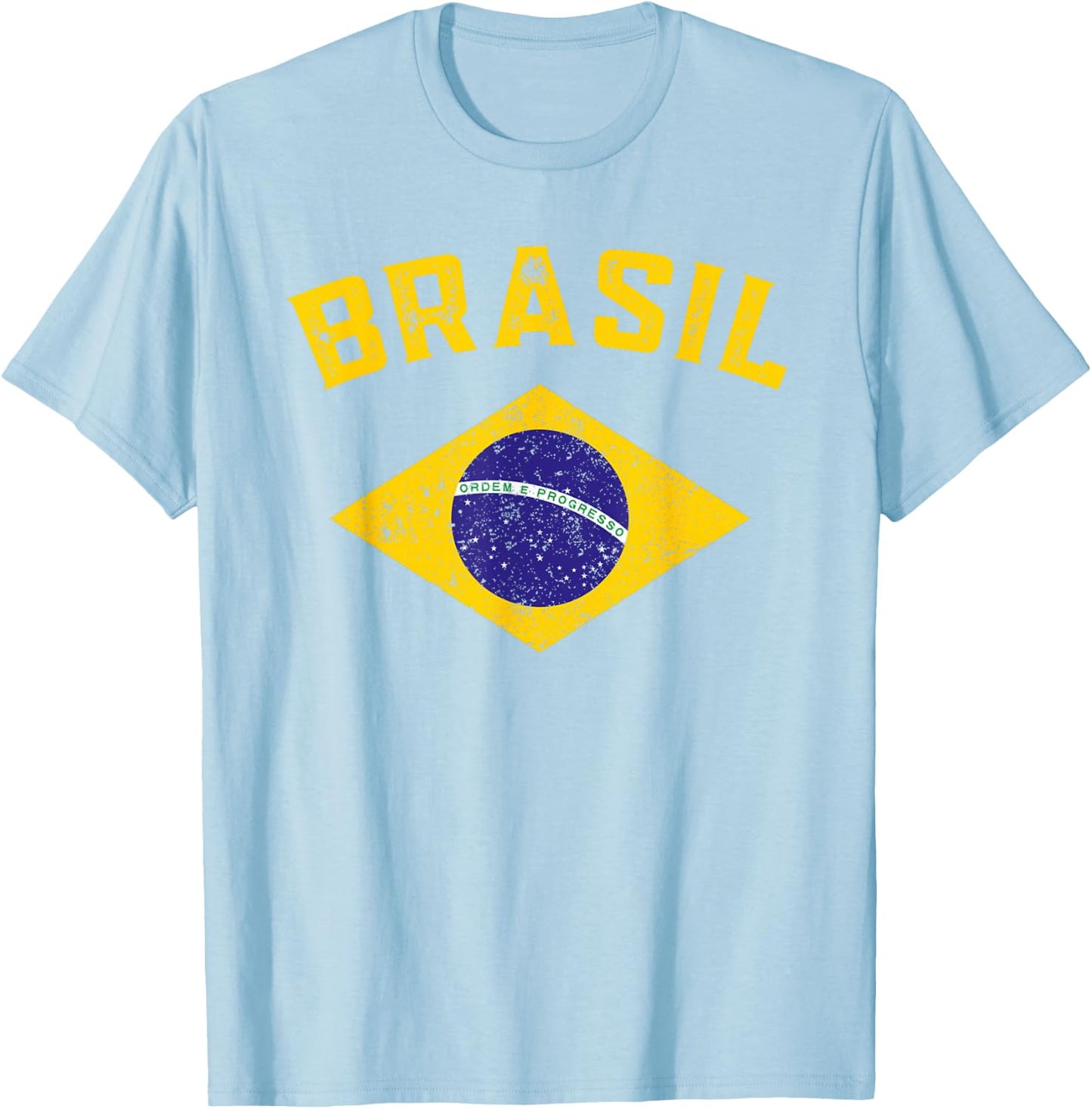 Vintage Brasil Brazil Flag - Brazilian Flag Men Women Kids T-Shirt - T-Shirt | Light Blue
