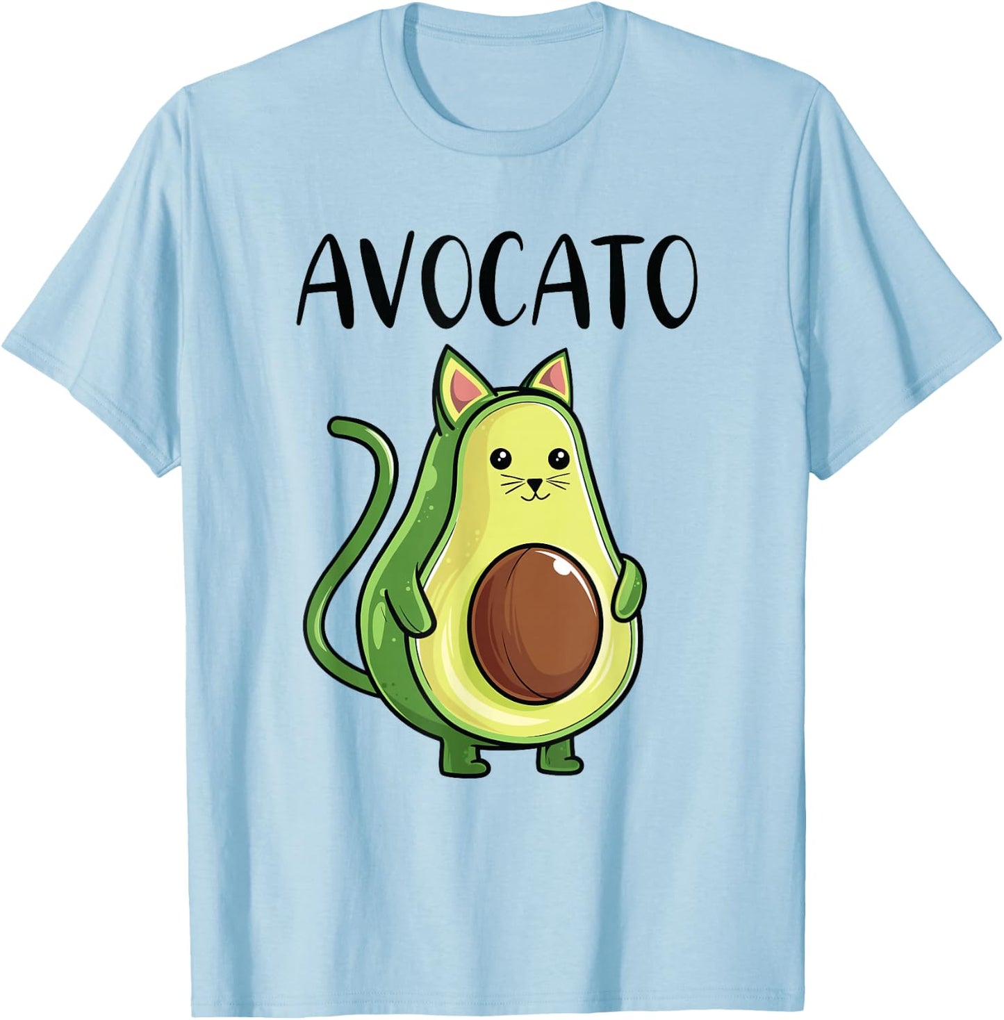 Avocado Cat Women Men Vegetarian Vegan Cat Avocato T-Shirt - T-Shirt | Light Blue