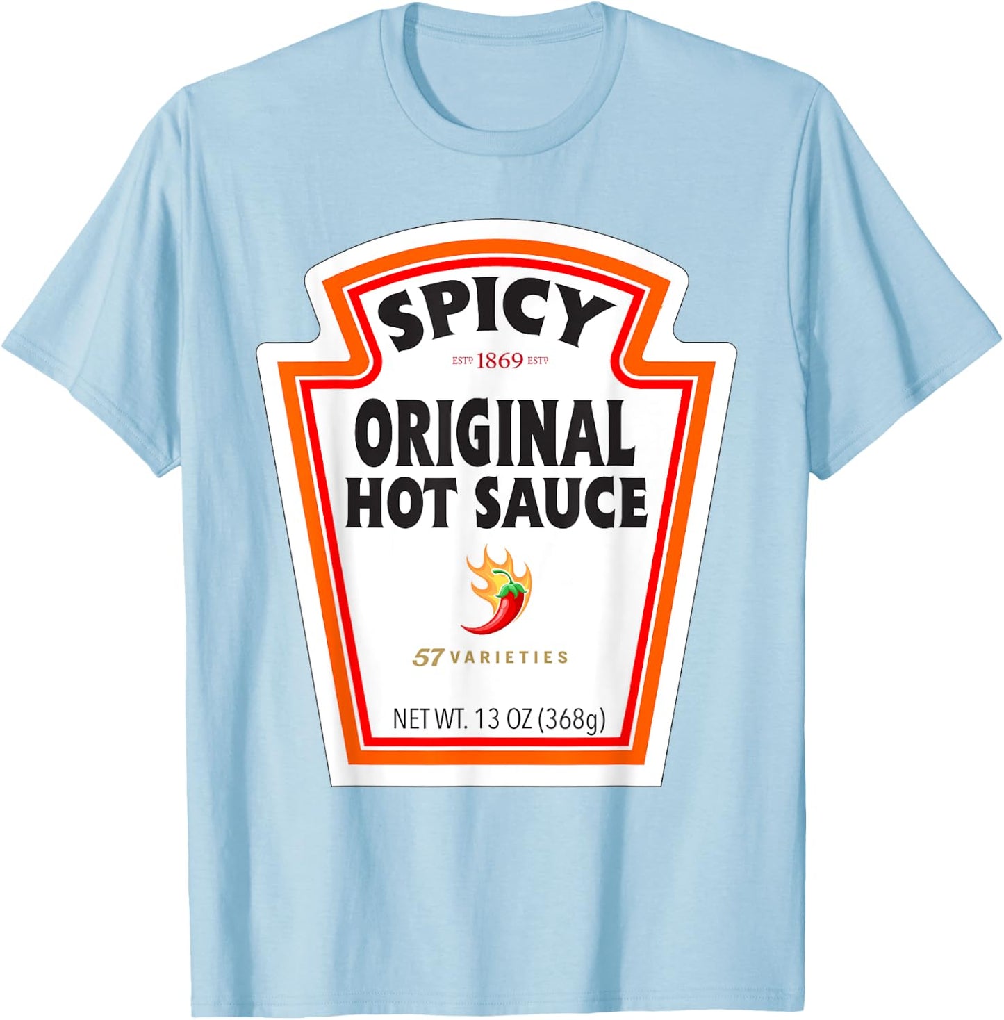 Halloween Matching Costume Spicy Chili Sauce Bottle Label T-Shirt - T-Shirt | Light Blue