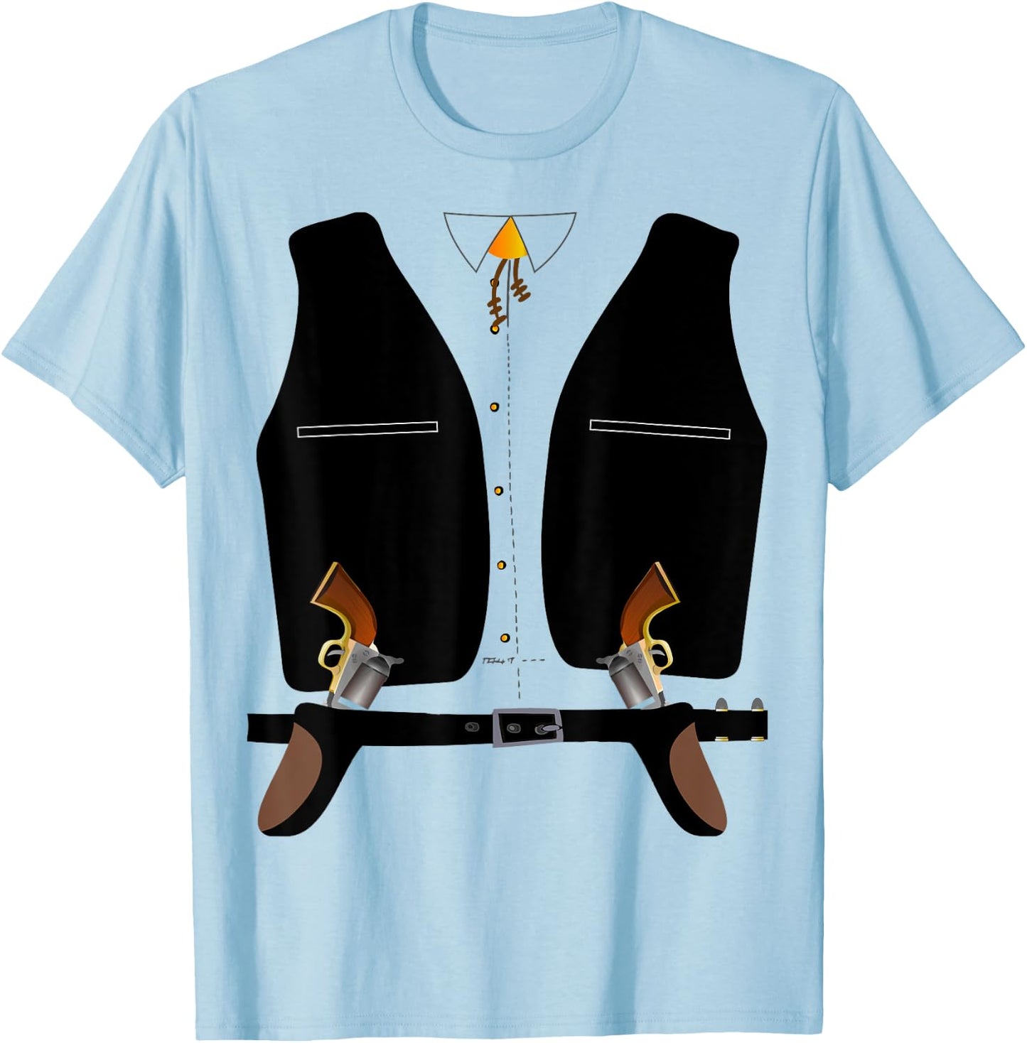 Old Style Western Cowboy, Bandit, Sheriff Halloween Costume T-Shirt - T-Shirt | Light Blue