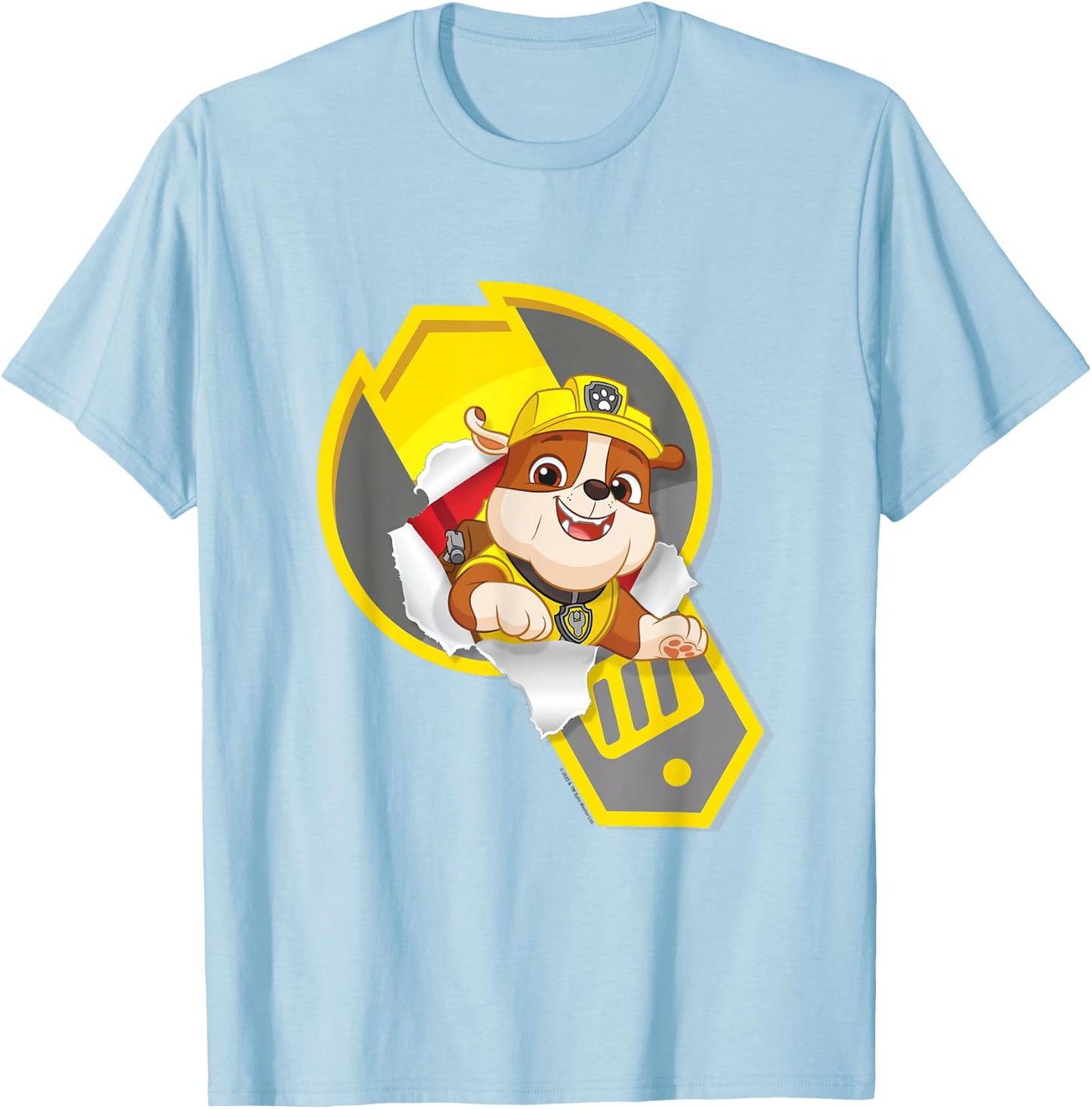 Paw Patrol Rubble Torn Badge T-Shirt - T-Shirt | Light Blue