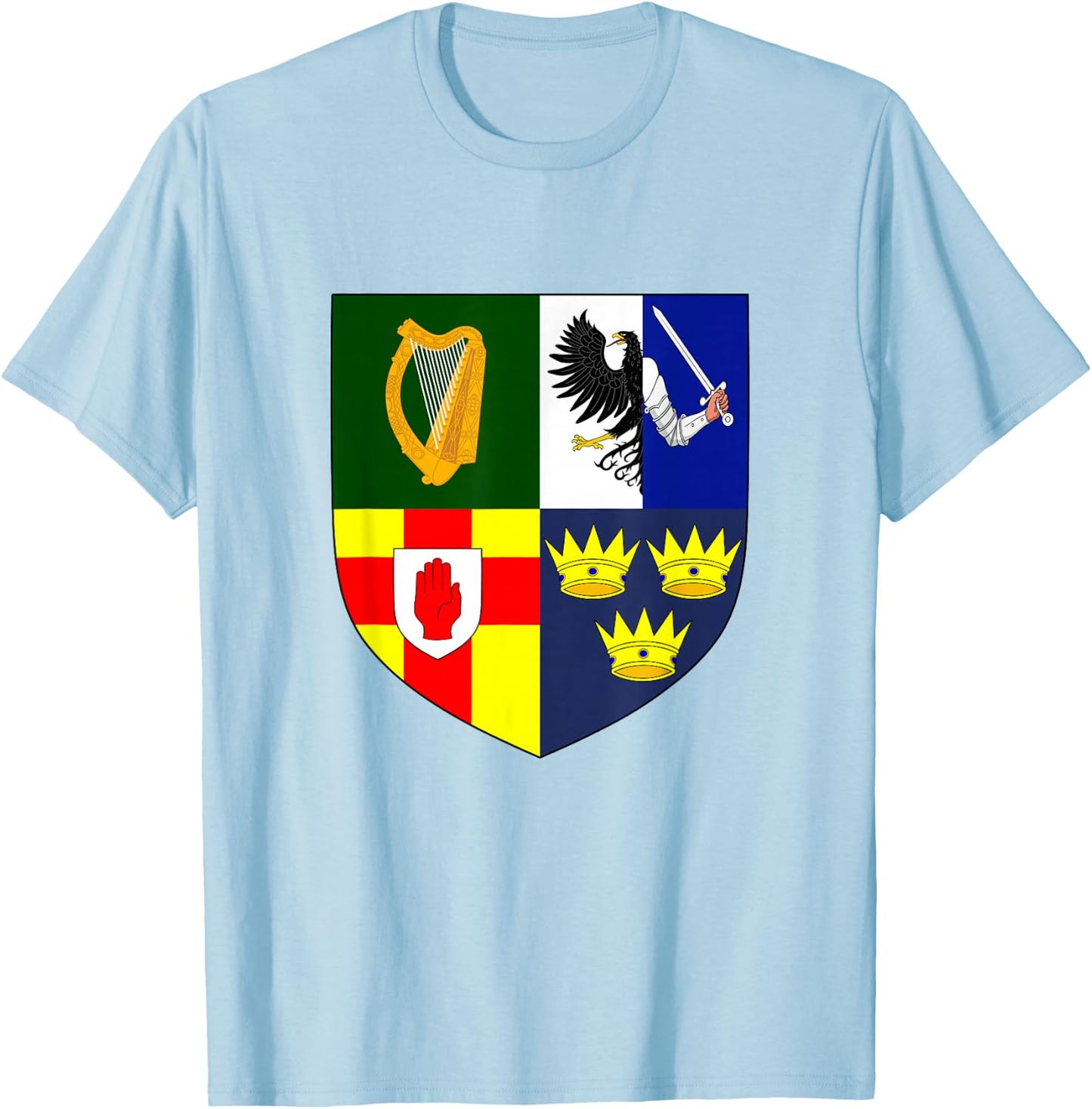 Ireland Provinces Coat of Arms Irish Emblem T-Shirt - T-Shirt | Light Blue