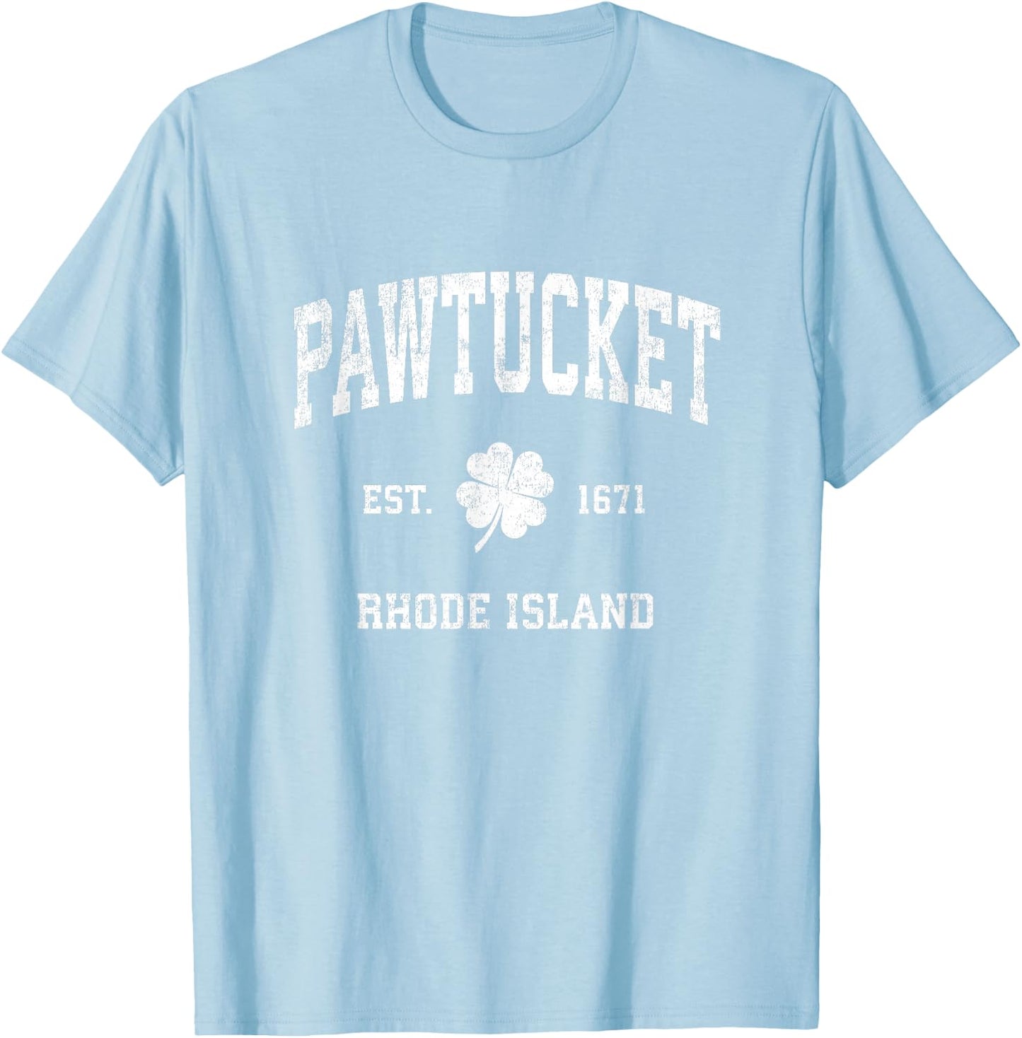 Pawtucket Rhode Island Vintage Shamrock Sports T-Shirt - T-Shirt | Light Blue