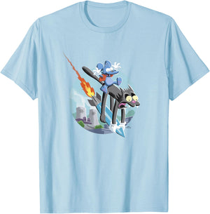 The Simpsons Itchy & Scratchy Missile Ride T-Shirt - T-Shirt | Light Blue