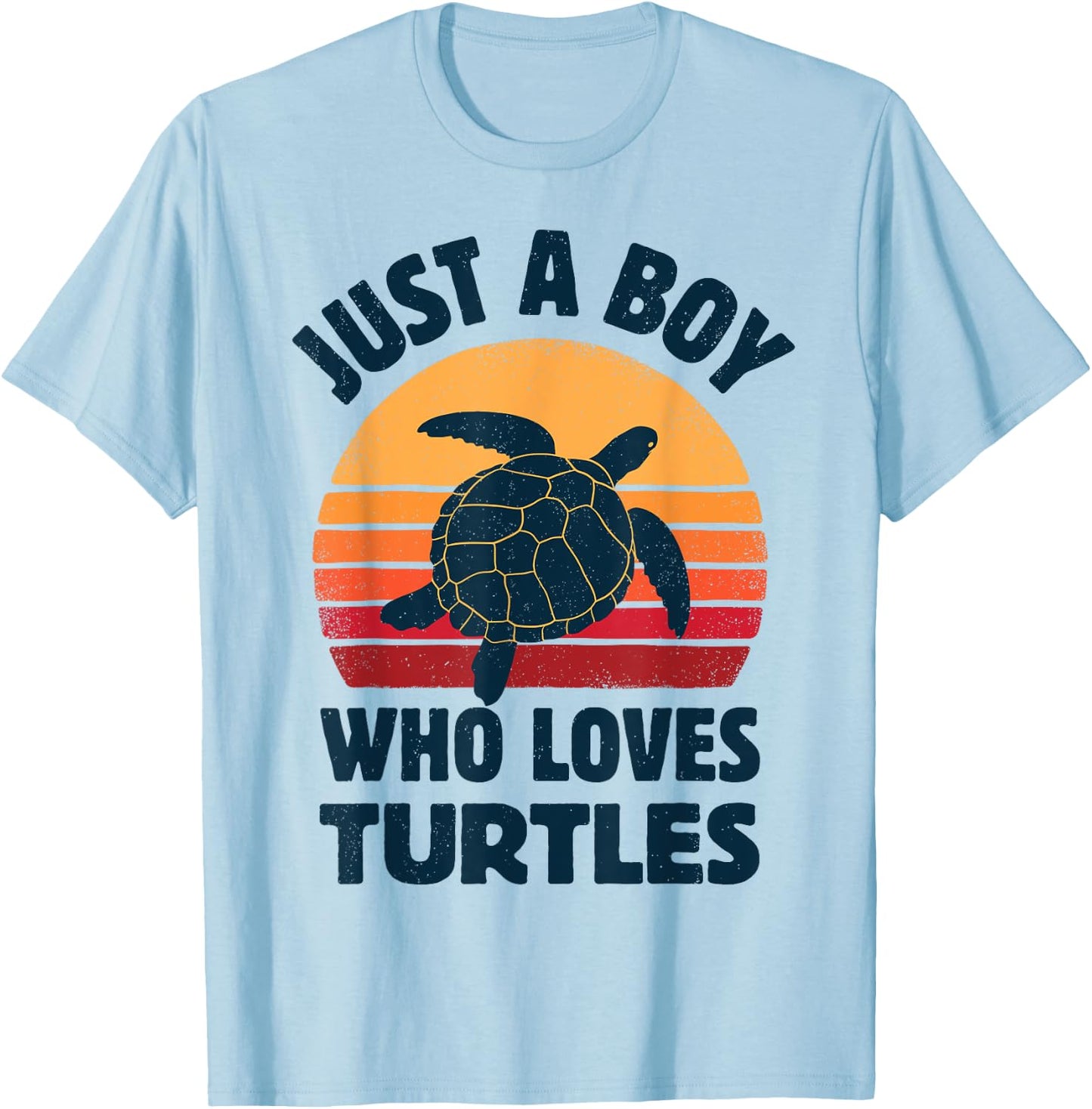 Turtle Just A Boy Who Loves Turtles Reptiles Retro Vintage T-Shirt - T-Shirt | Light Blue